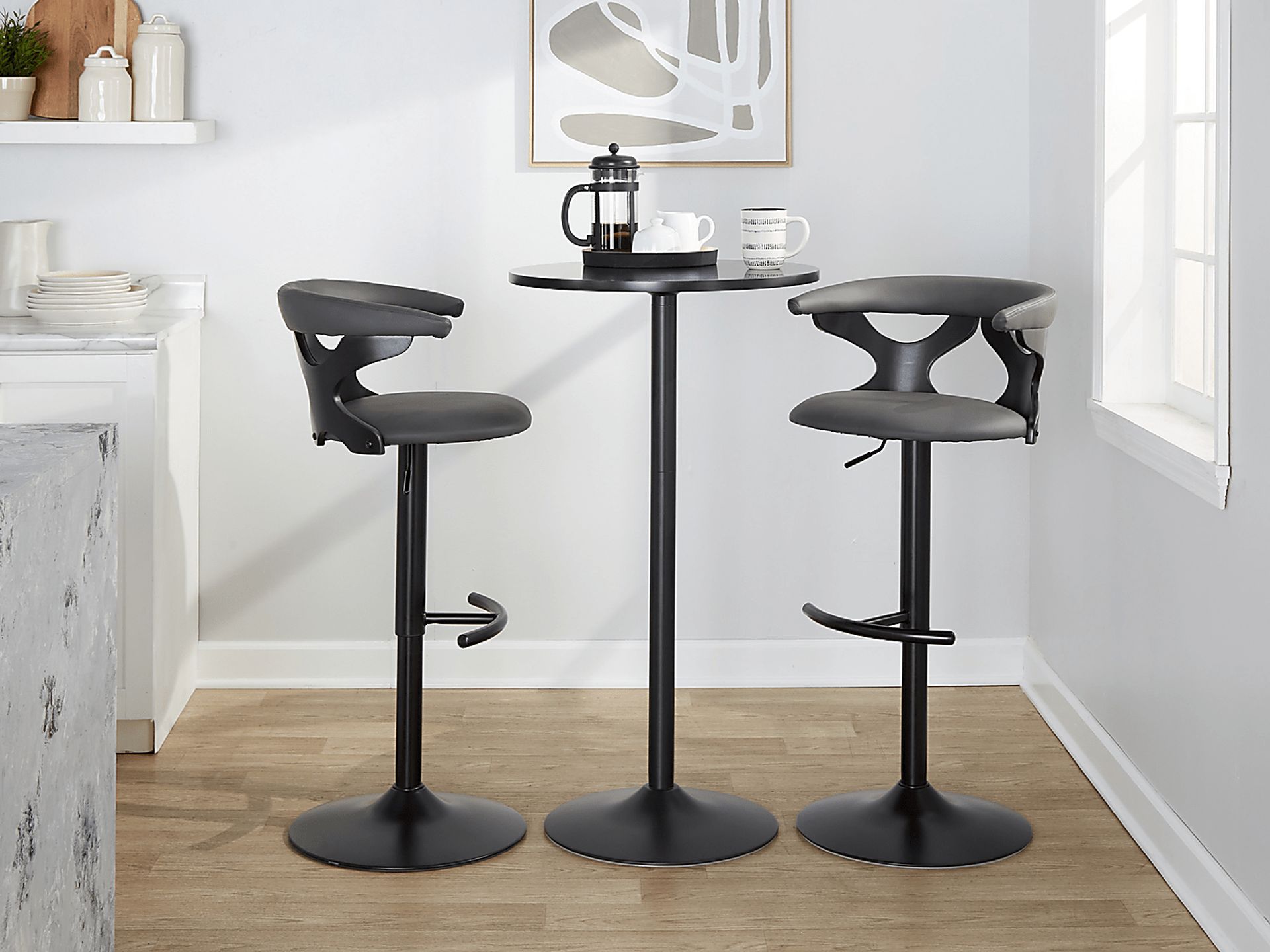Wyndmoor VII Black Adjustable Barstool, Set of 2 - Image 3
