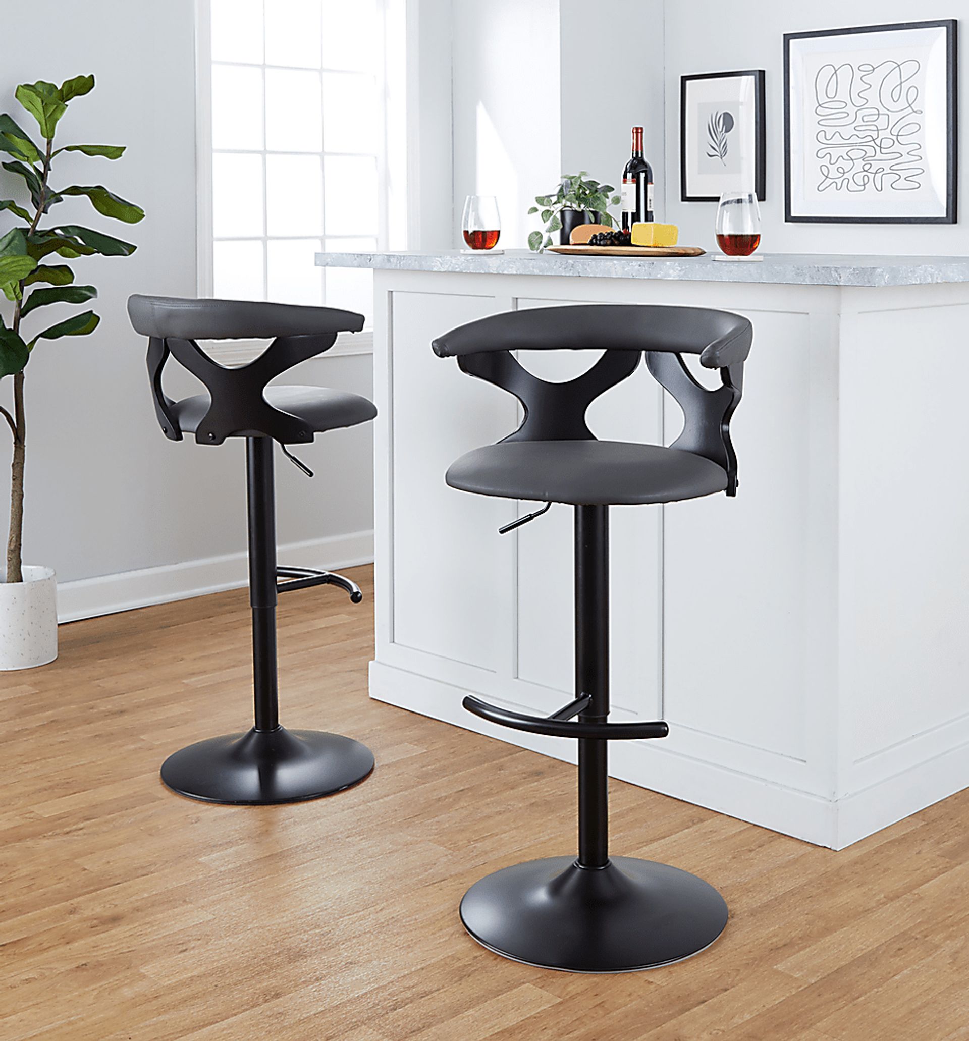 Wyndmoor VII Black Adjustable Barstool, Set of 2 - Image 4