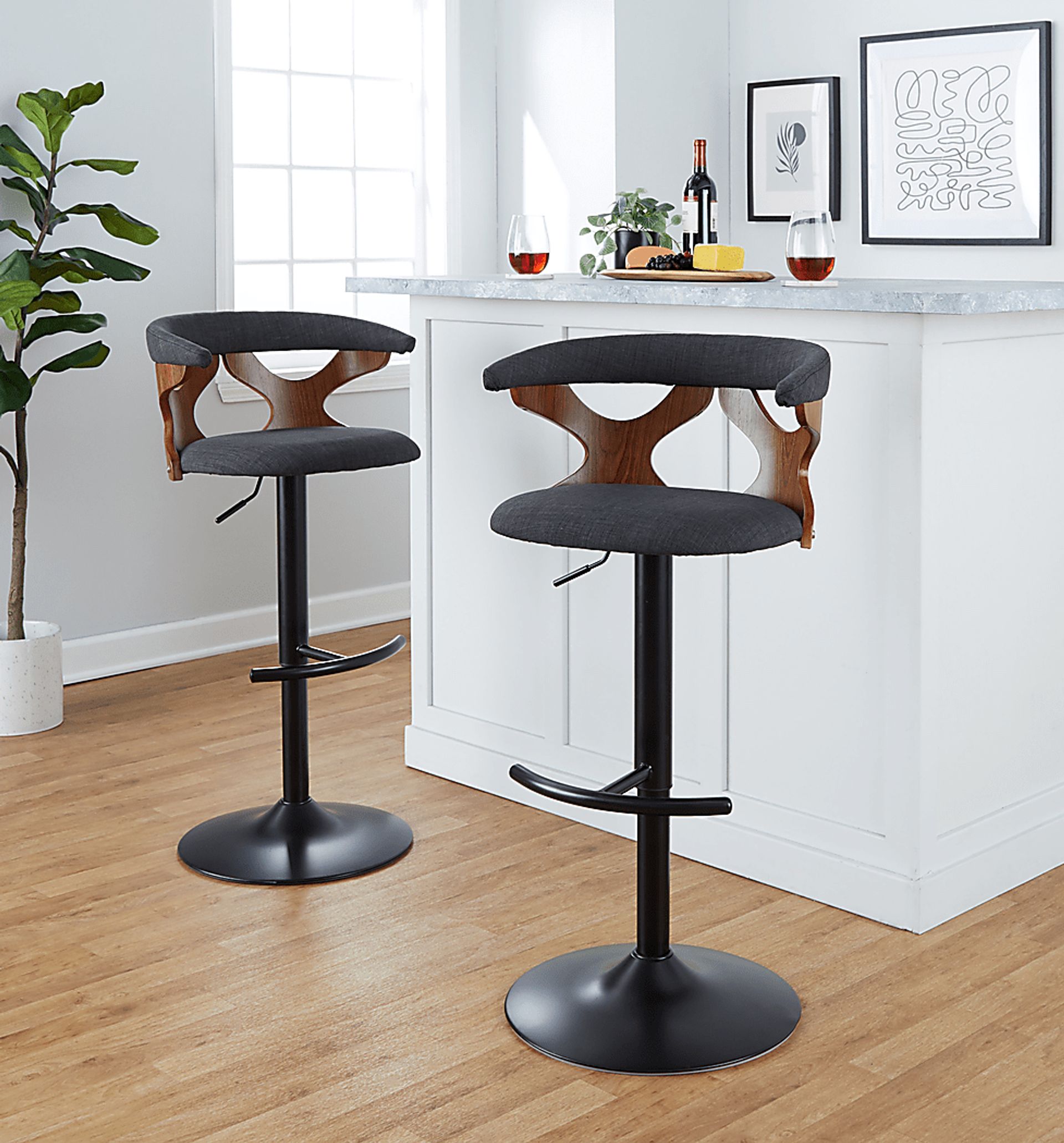 Wyndmoor VIII Charcoal Adjustable Barstool, Set of 2 - Image 2