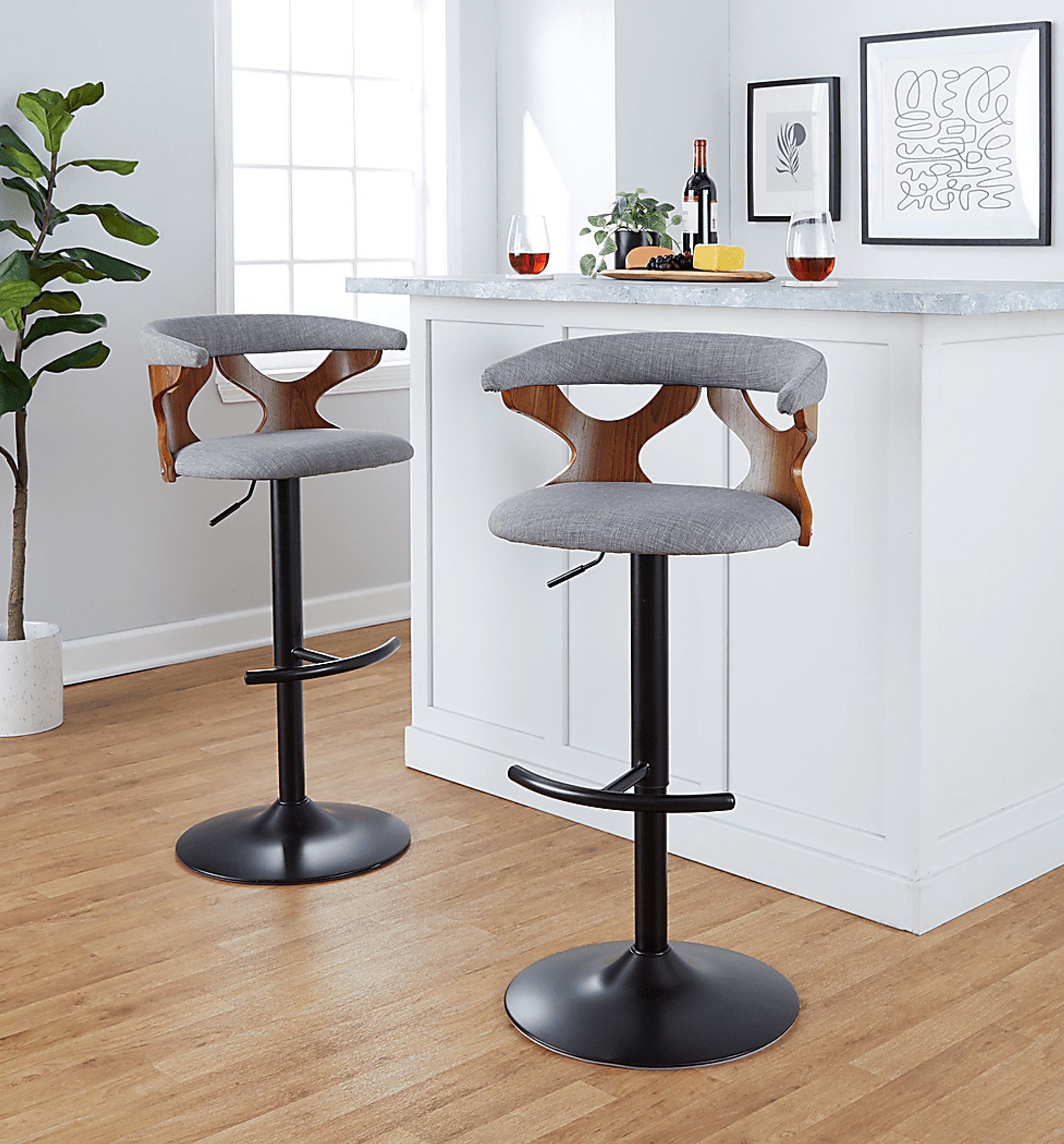 Wyndmoor VIII Gray Adjustable Barstool, Set of 2 - Image 2