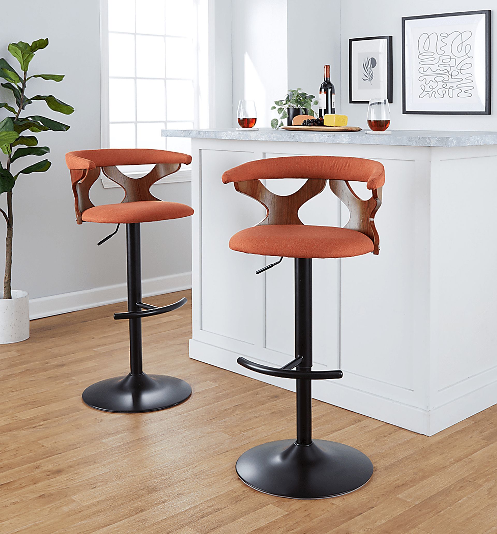 Wyndmoor VIII Orange Adjustable Barstool, Set of 2 - Image 2