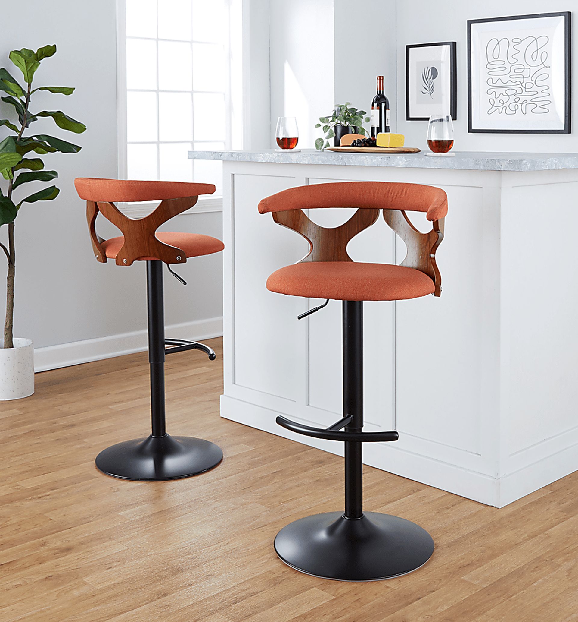 Wyndmoor VIII Orange Adjustable Barstool, Set of 2 - Image 4