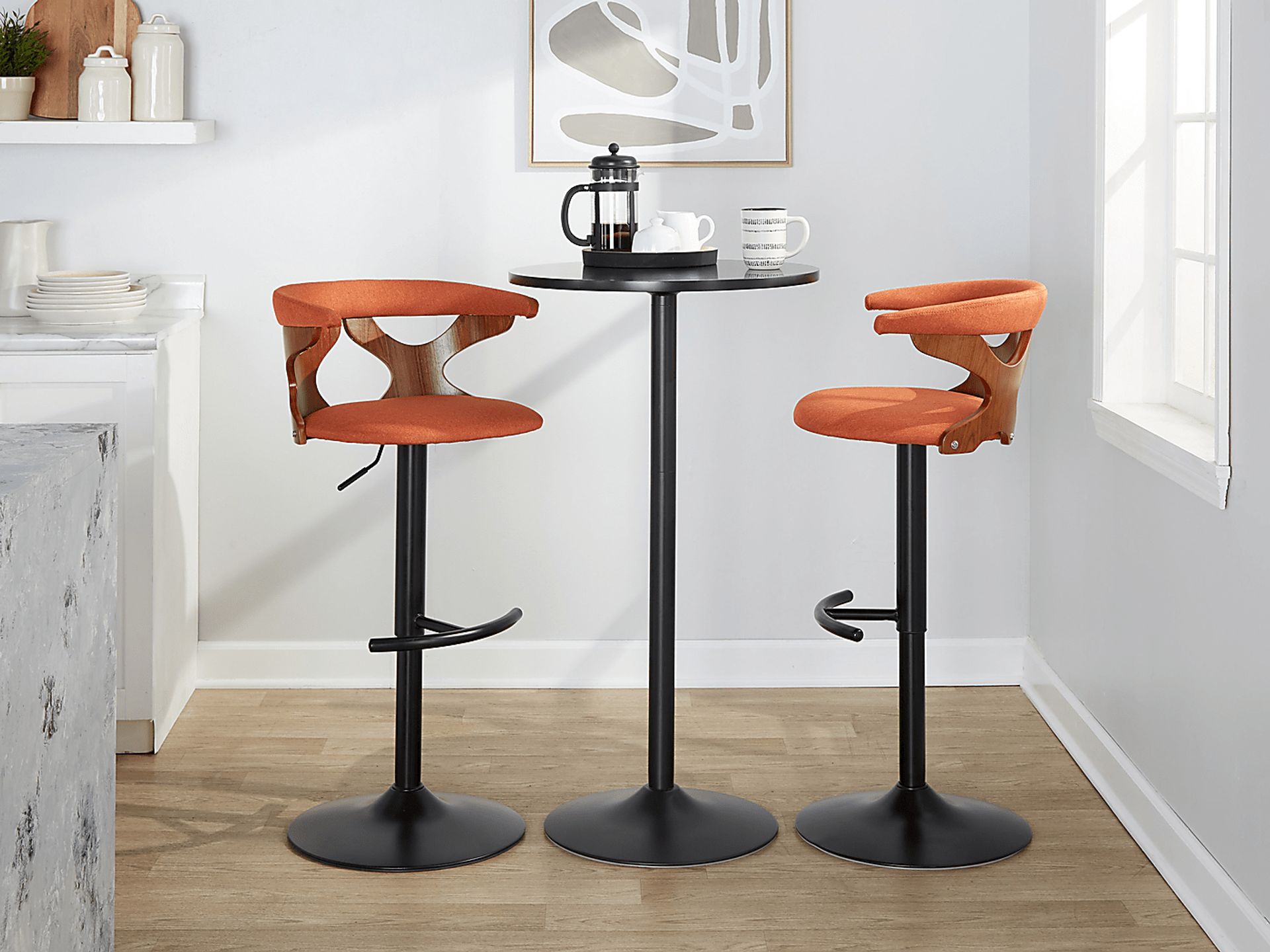 Wyndmoor VIII Orange Adjustable Barstool, Set of 2 - Image 5