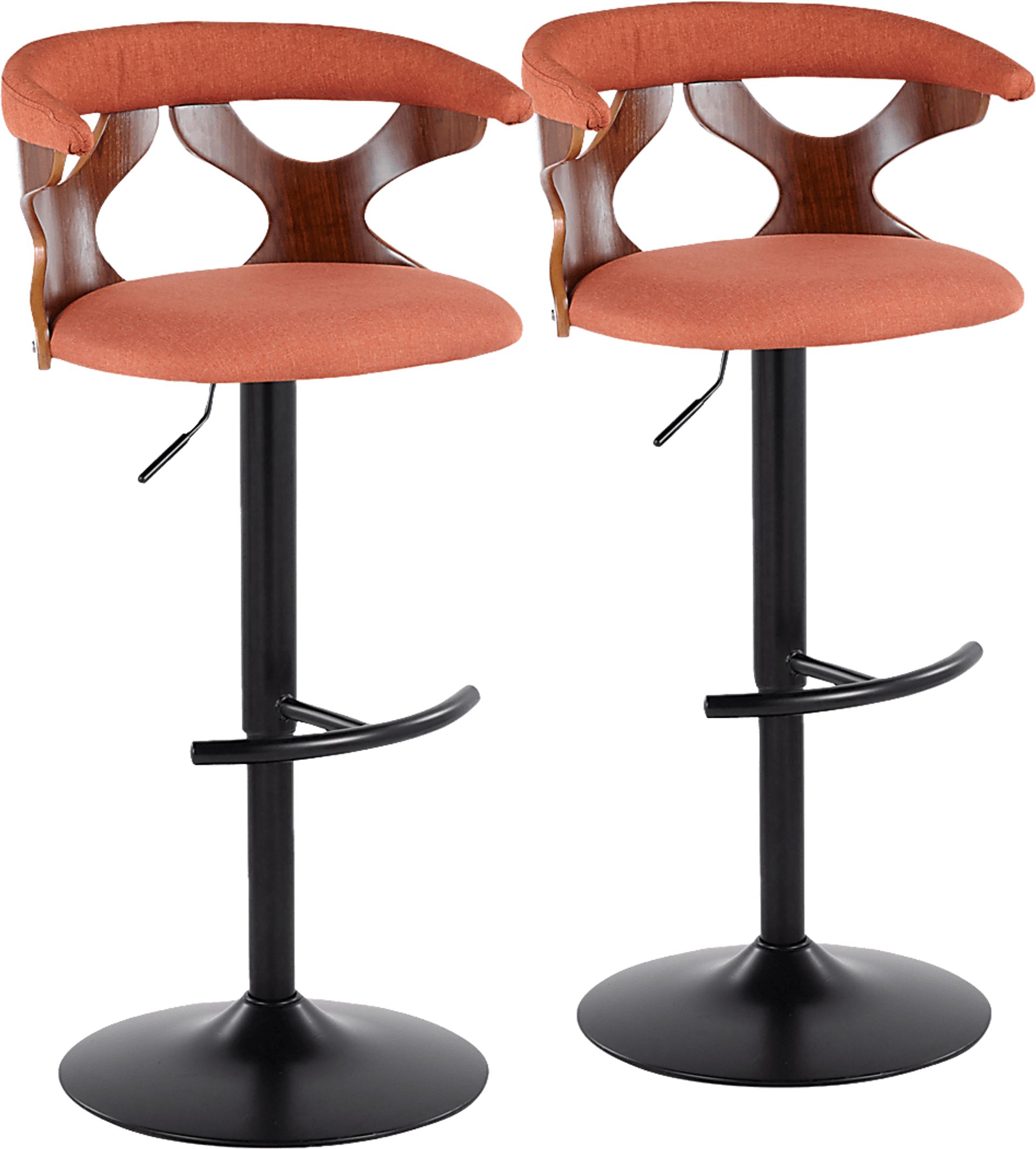 Wyndmoor VIII Orange Adjustable Barstool, Set of 2 - Image 1