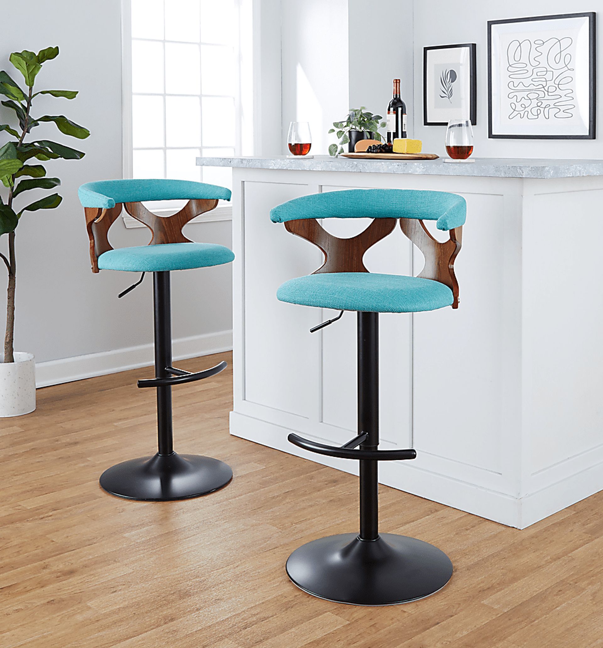 Wyndmoor VIII Teal Adjustable Barstool, Set of 2 - Image 2