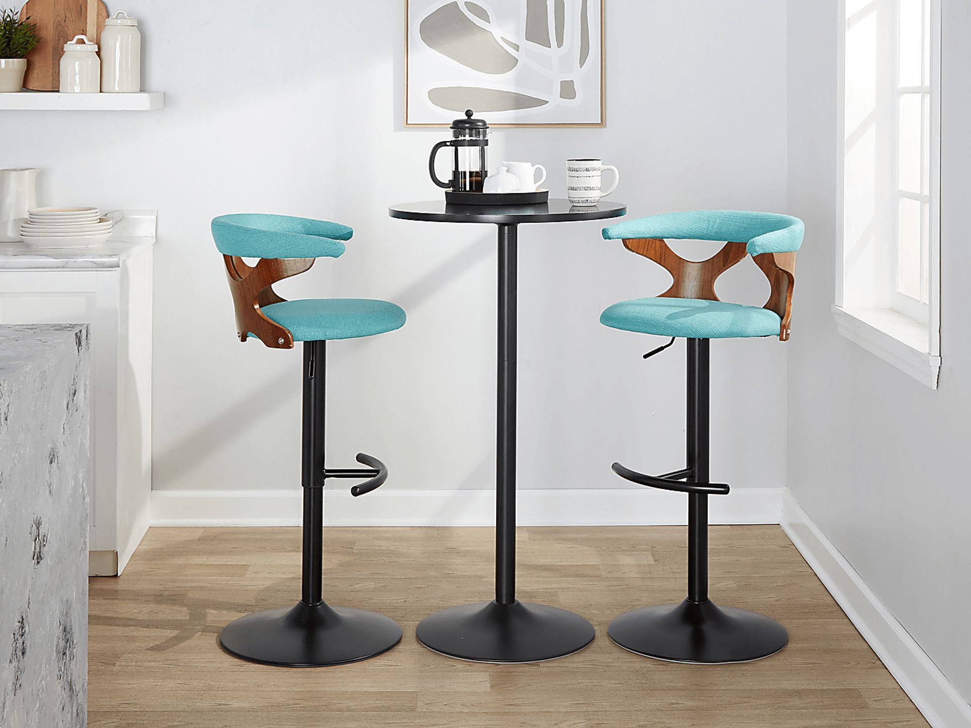 Wyndmoor VIII Teal Adjustable Barstool, Set of 2 - Image 3