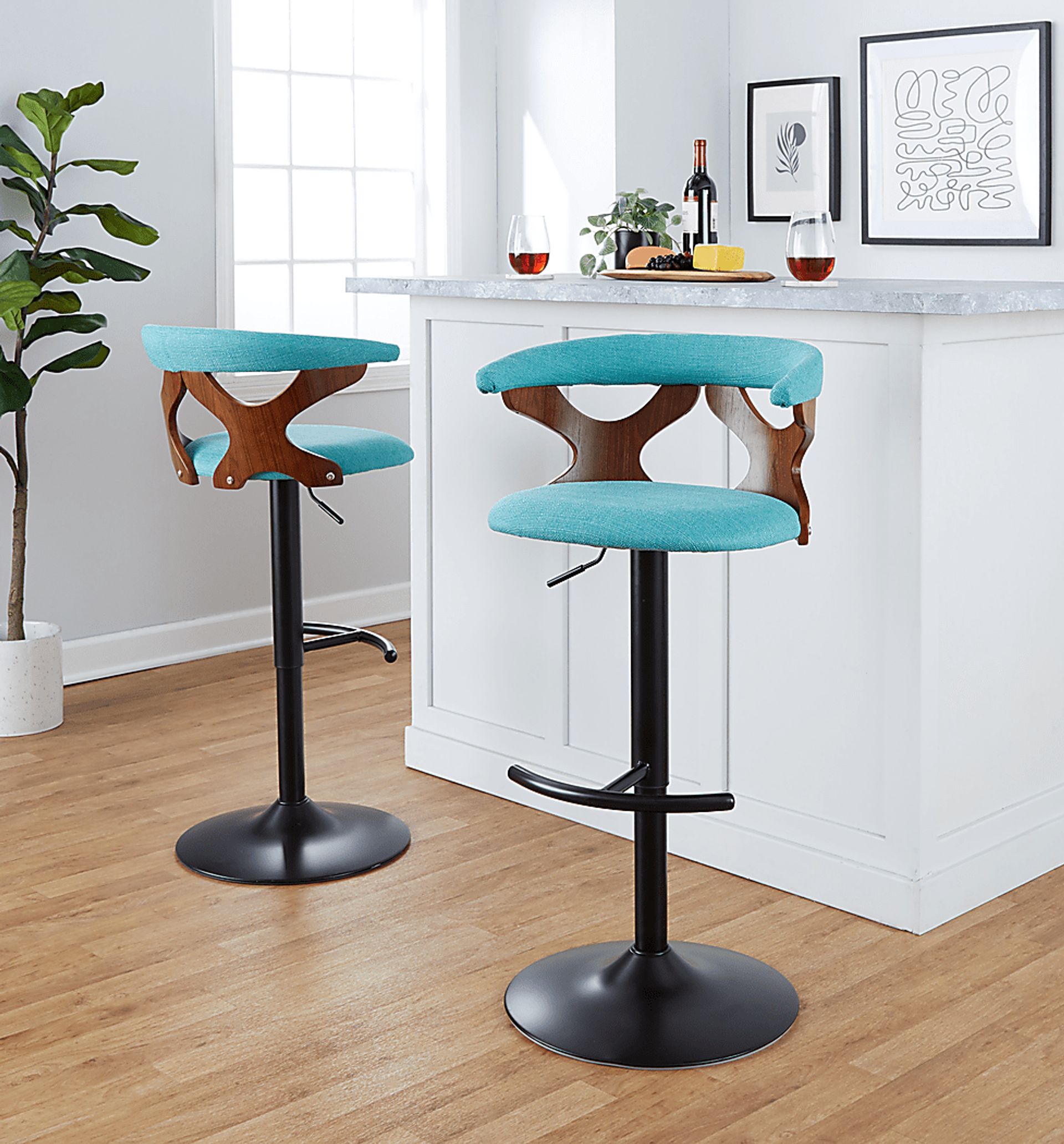 Wyndmoor VIII Teal Adjustable Barstool, Set of 2 - Image 4