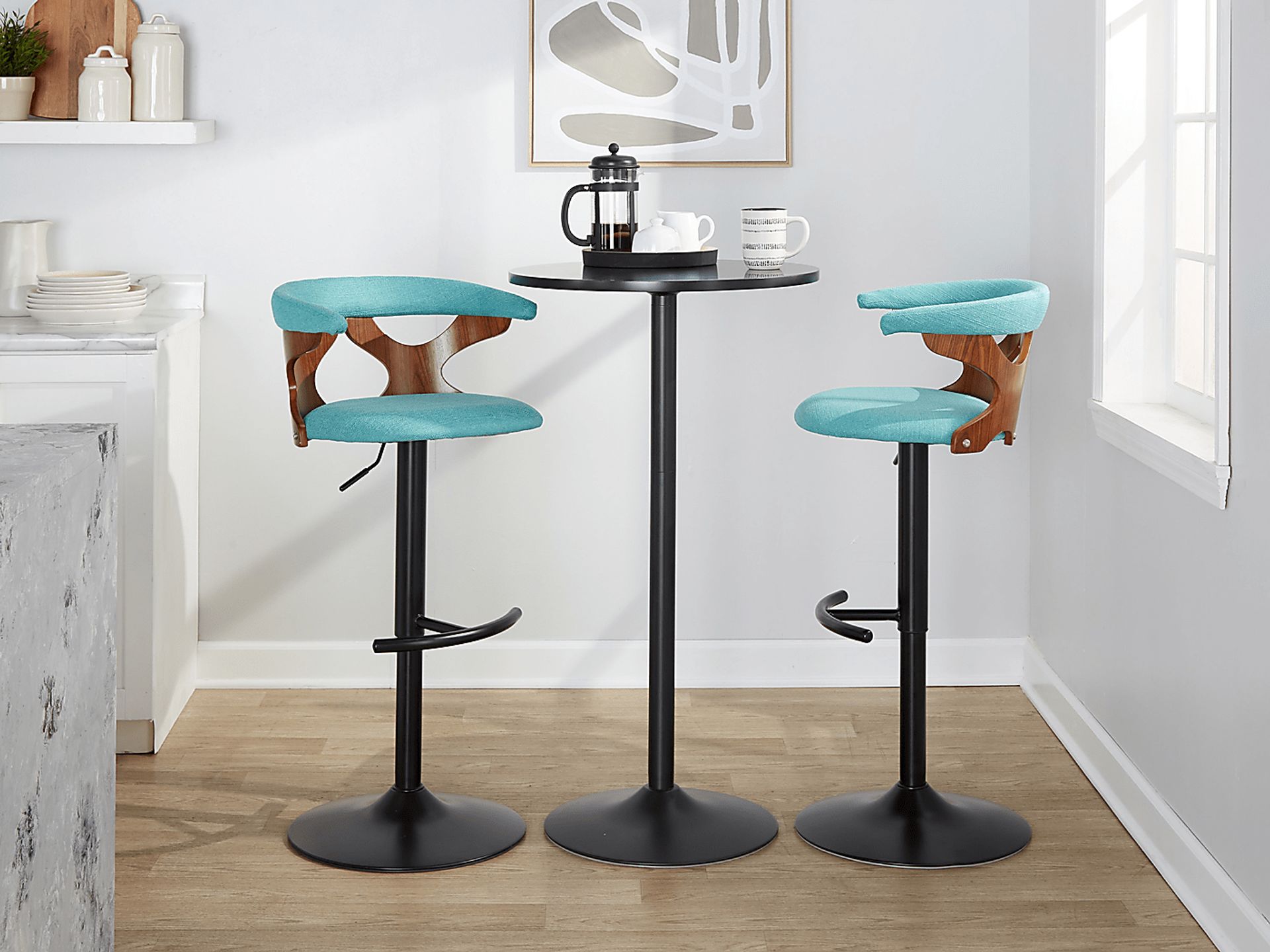 Wyndmoor VIII Teal Adjustable Barstool, Set of 2 - Image 5