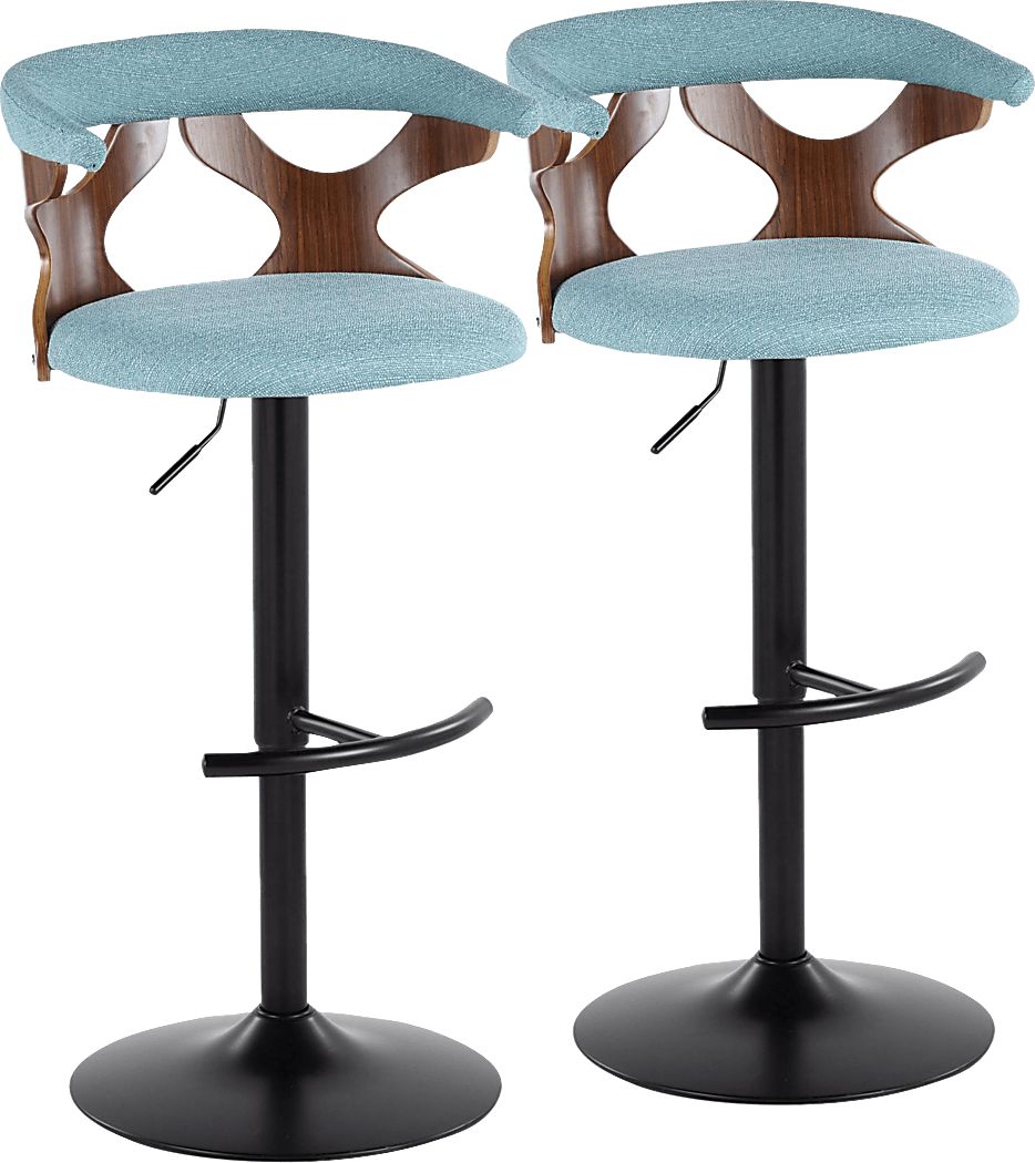 Wyndmoor VIII Teal Adjustable Barstool, Set of 2