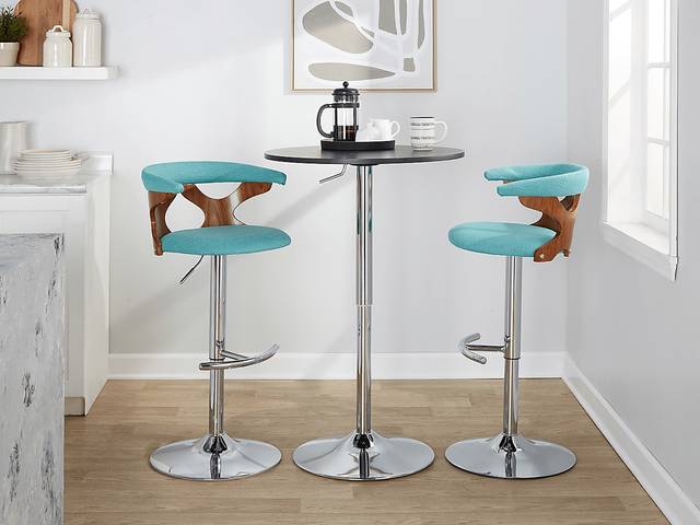Wyndmoor VIII Teal Adjustable Swivel Barstool, Set of 3 - Thumbnail - Image 3