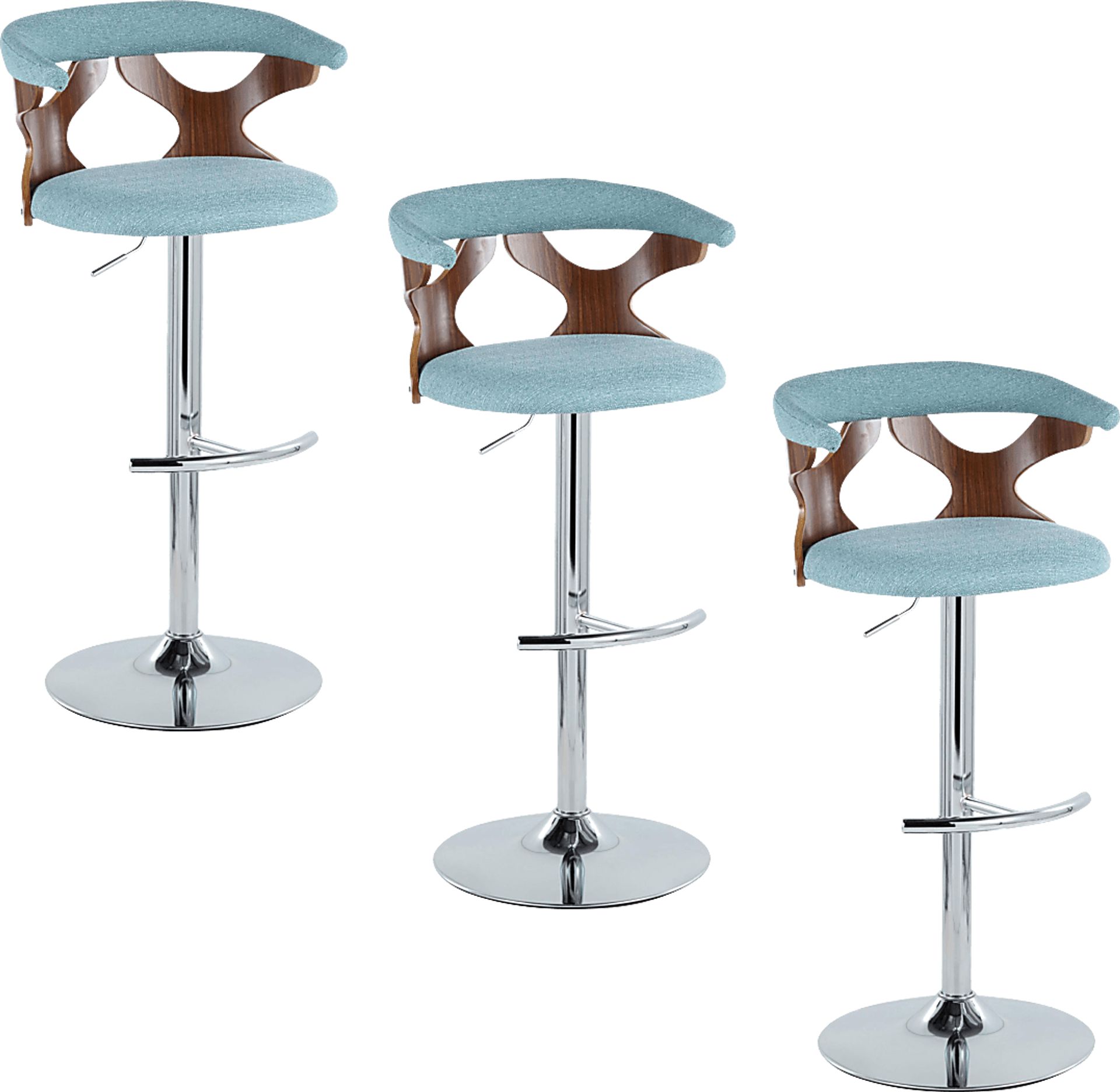 Wyndmoor VIII Teal Adjustable Swivel Barstool, Set of 3 - Image 1