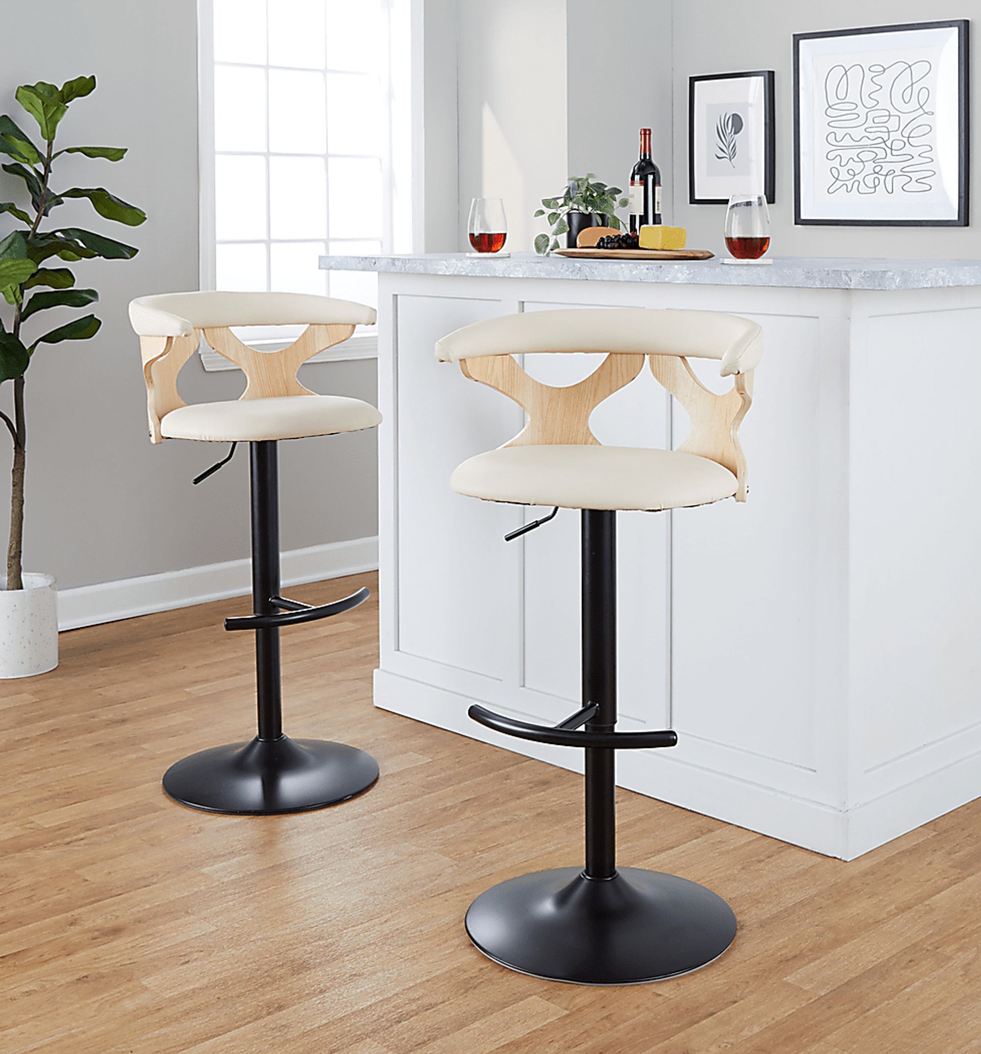 Wyndmoor X Cream Adjustable Barstool, Set of 2 - Image 2