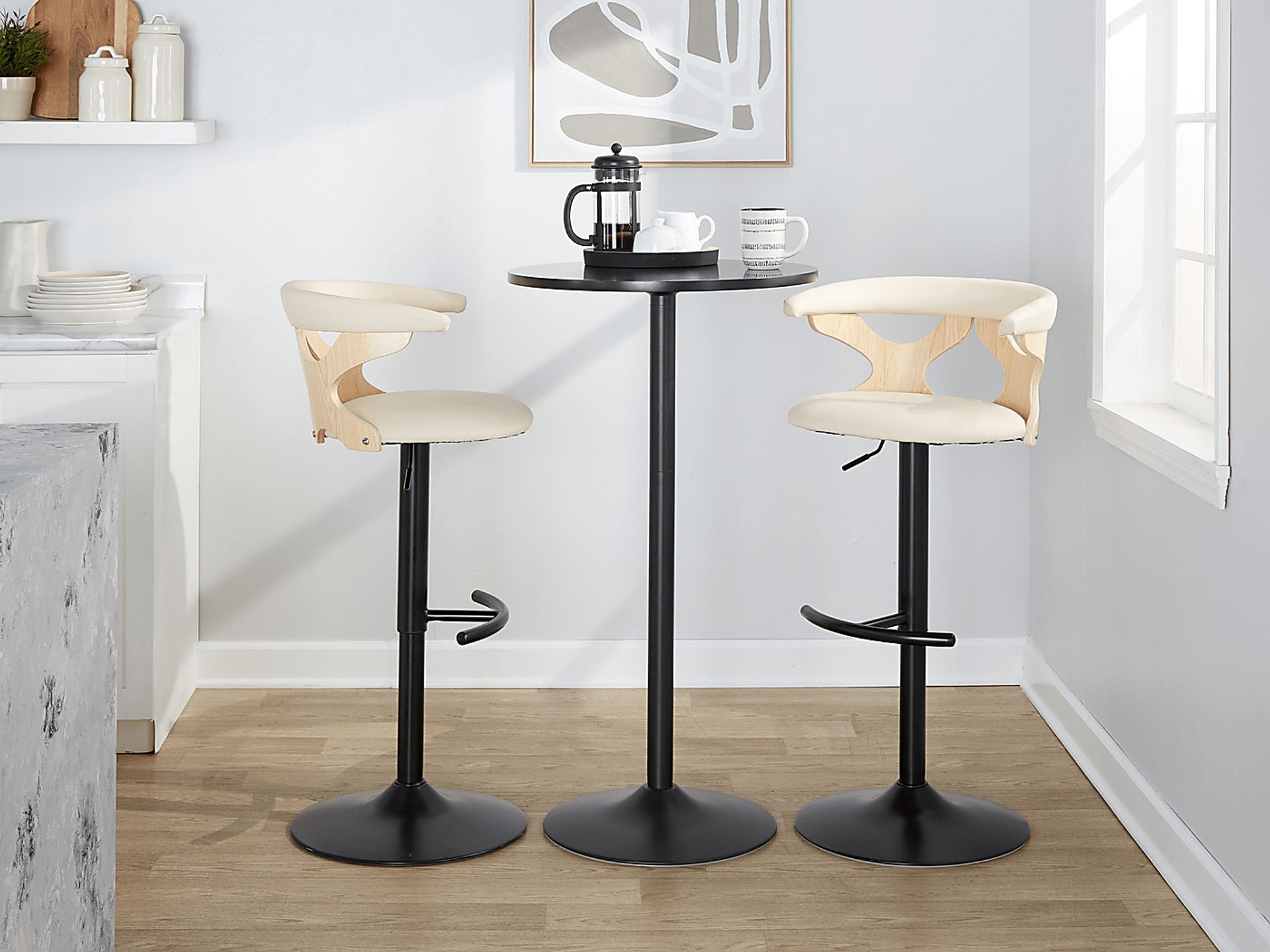 Wyndmoor X Cream Adjustable Barstool, Set of 2 - Image 3