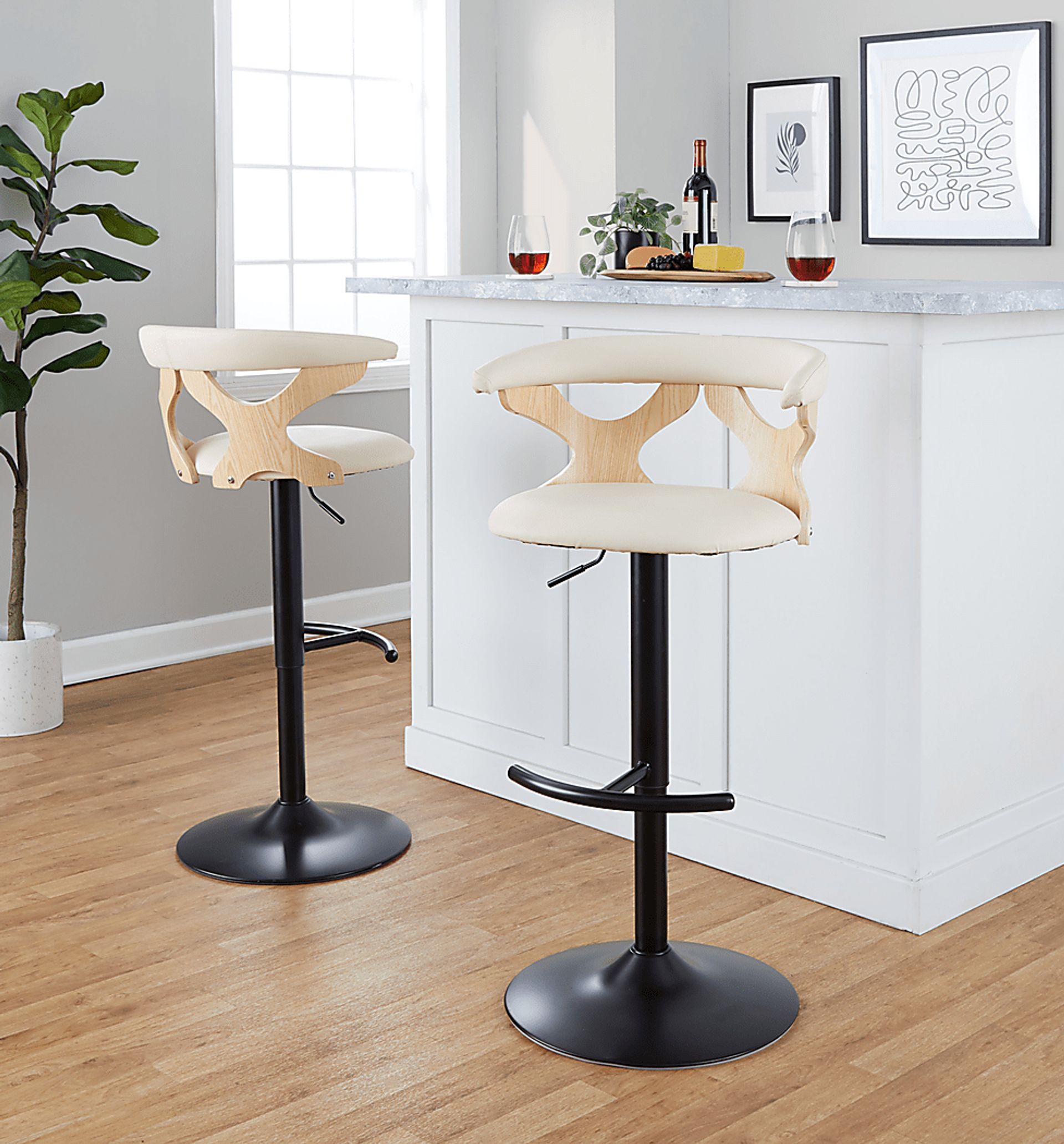 Wyndmoor X Cream Adjustable Barstool, Set of 2 - Image 4