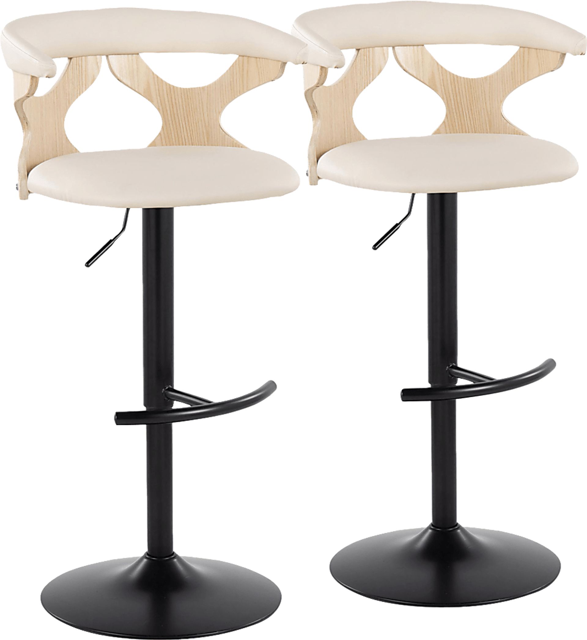 Wyndmoor X Cream Adjustable Barstool, Set of 2 - Image 1