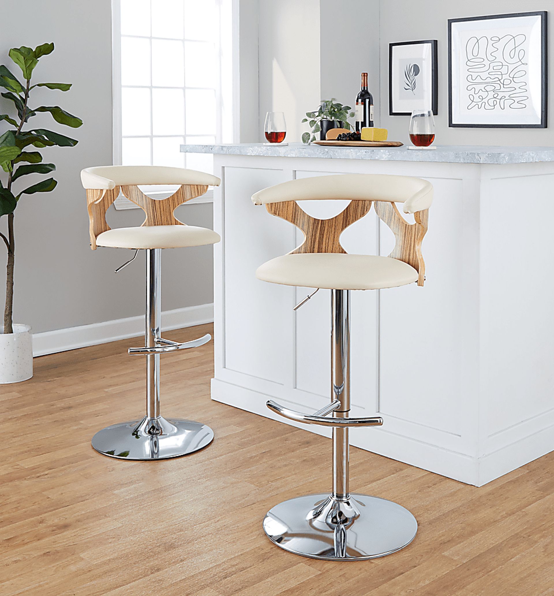 Wyndmoor XVI Cream Adjustable Barstool, Set of 2 - Image 2