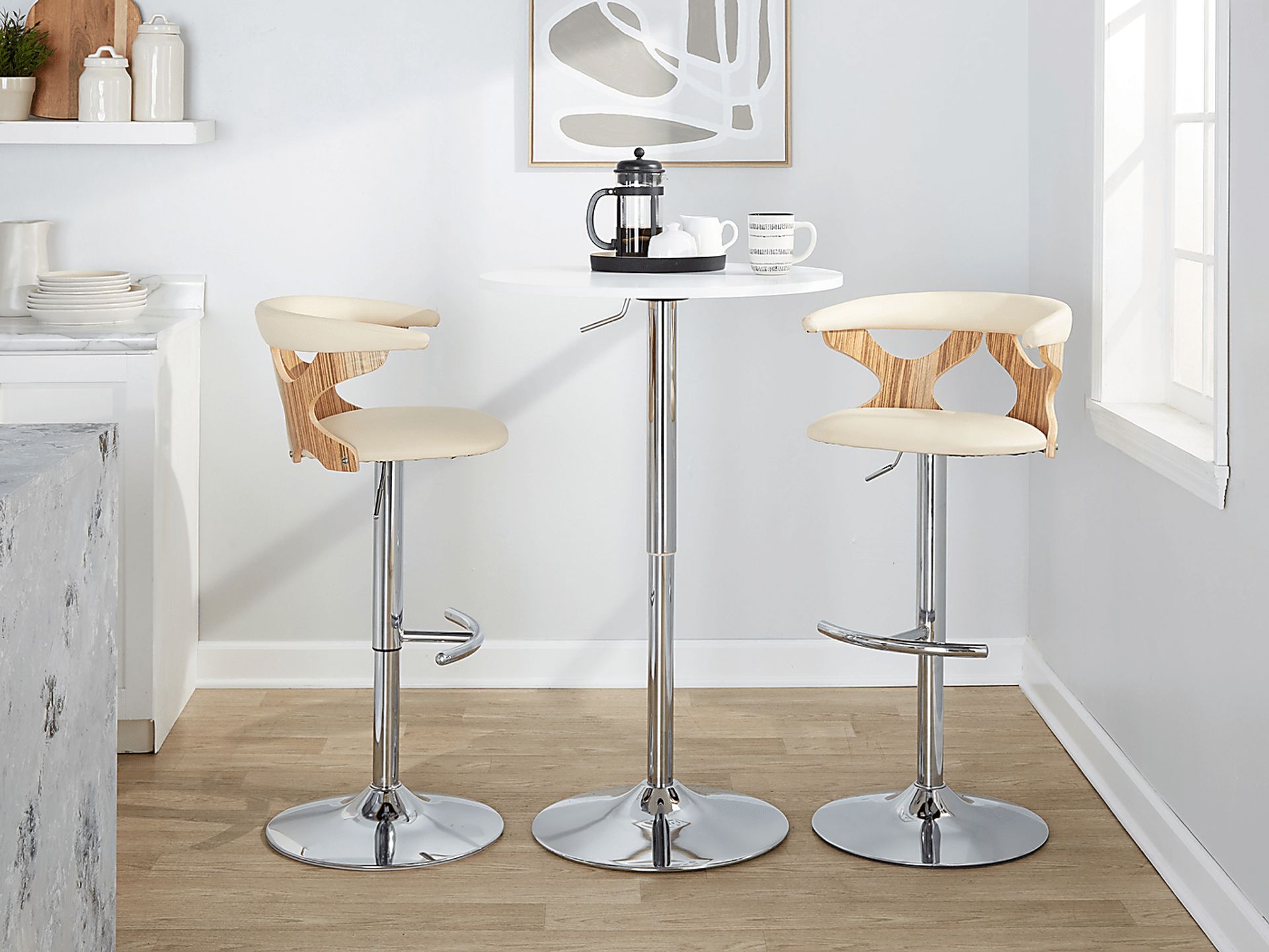 Wyndmoor XVI Cream Adjustable Barstool, Set of 2 - Image 3