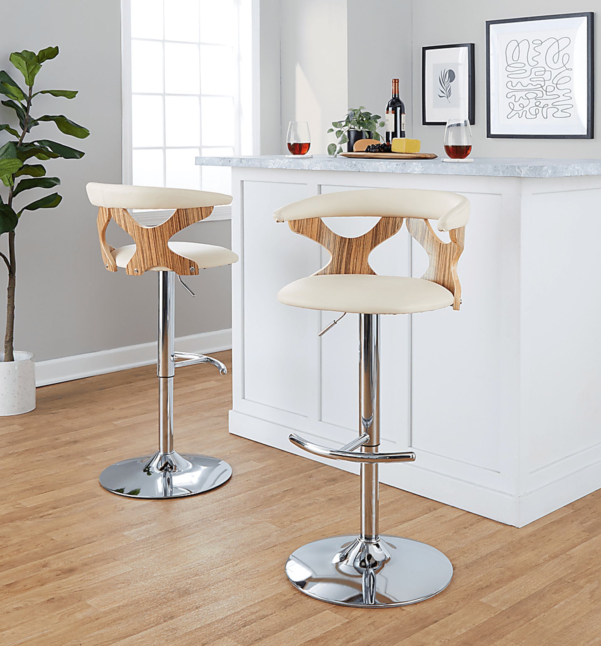 Wyndmoor XVI Cream Adjustable Barstool, Set of 2 - Image 4