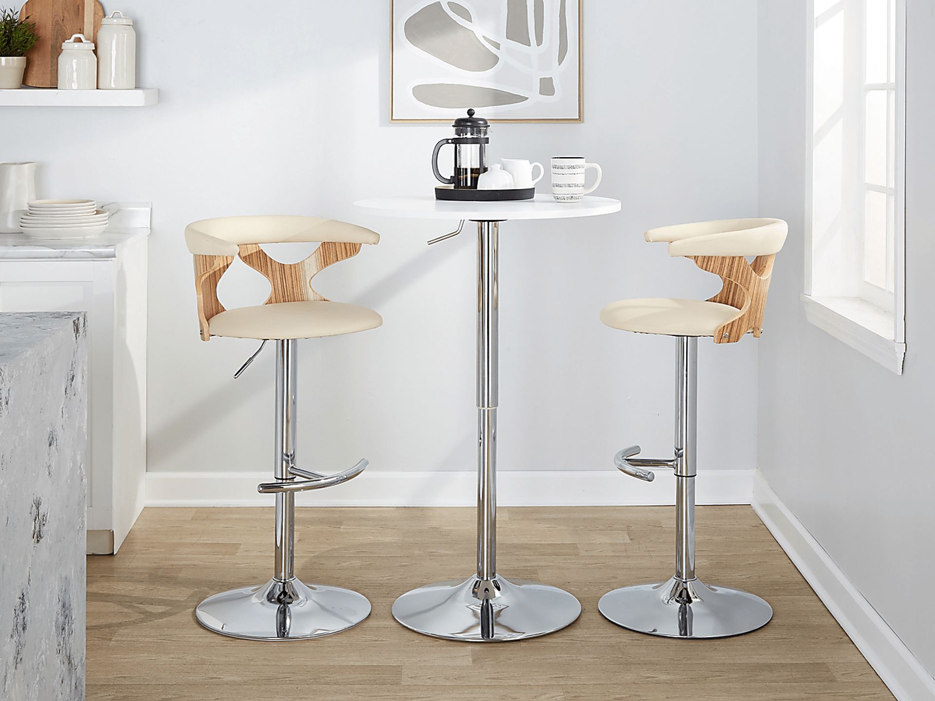 Wyndmoor XVI Cream Adjustable Barstool, Set of 2 - Image 5