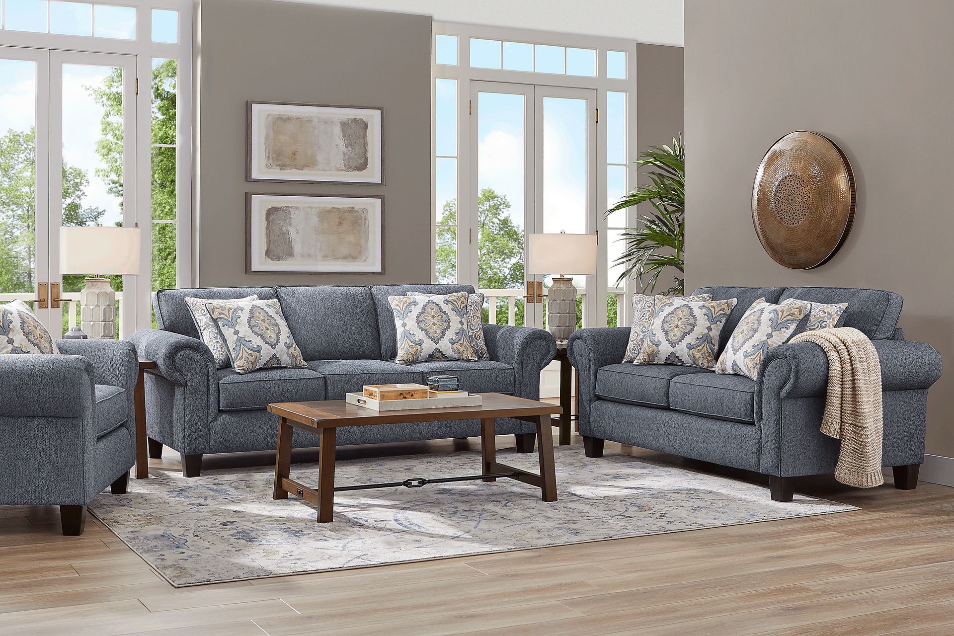 Wyndsor Way Blue 8 Pc Living Room - Image 1
