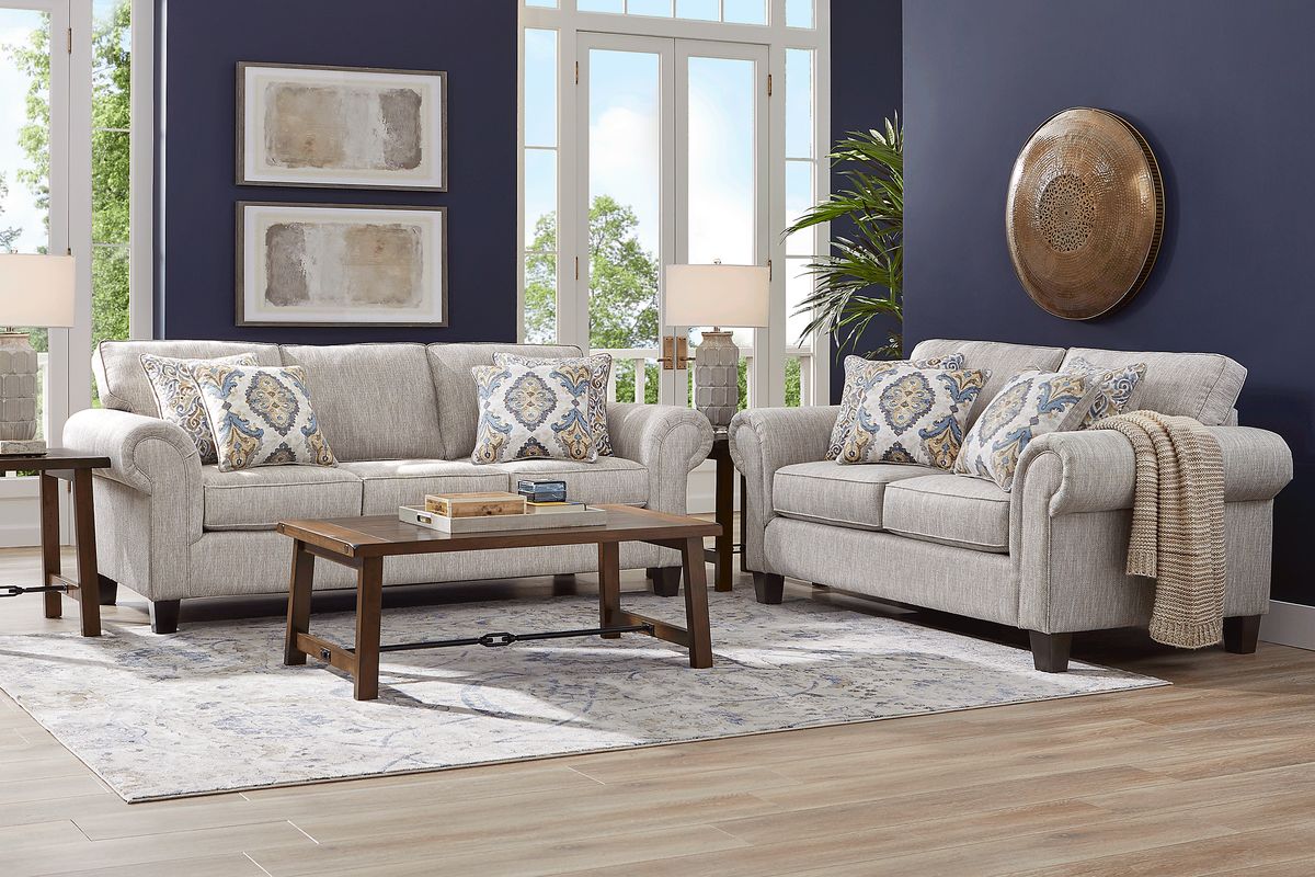 Wyndsor Way 2 Pc Gray Woven Living Room Set With Sofa, Loveseat | Rooms ...