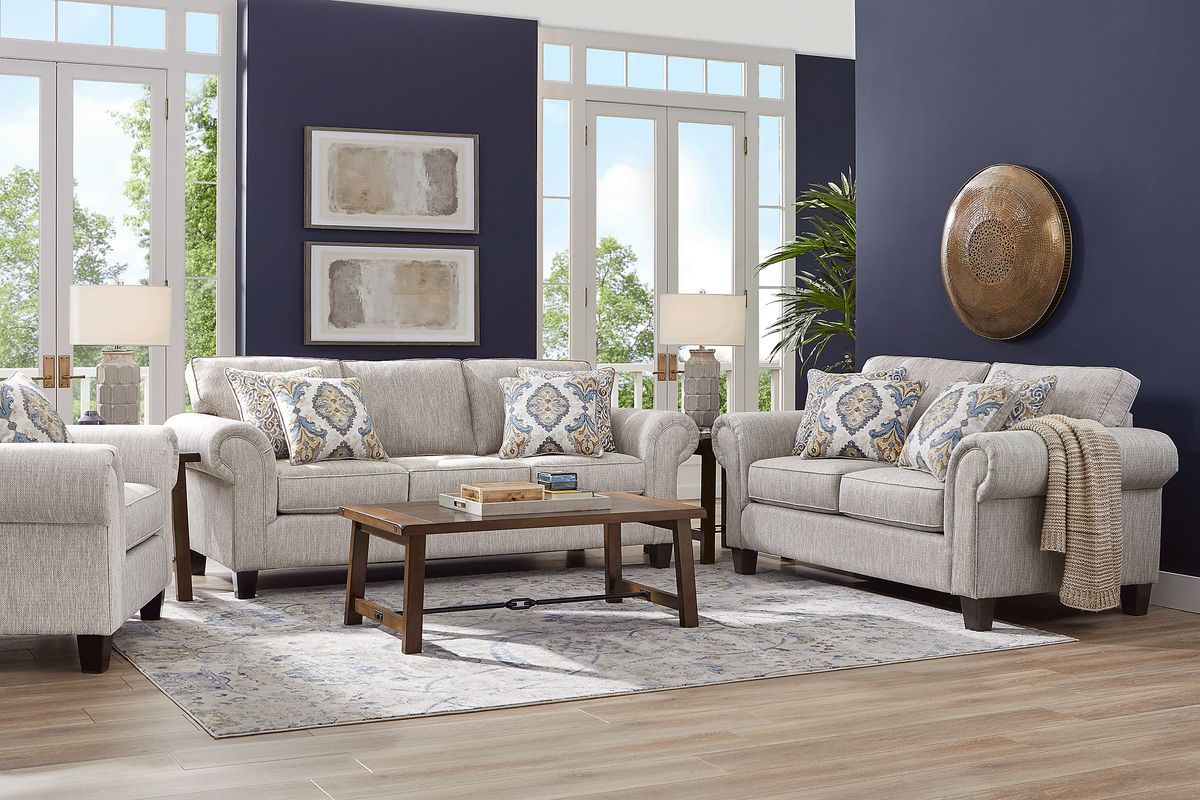 Wyndsor Way 8 Pc Gray Woven Living Room Set With Sofa, Loveseat, Chair ...