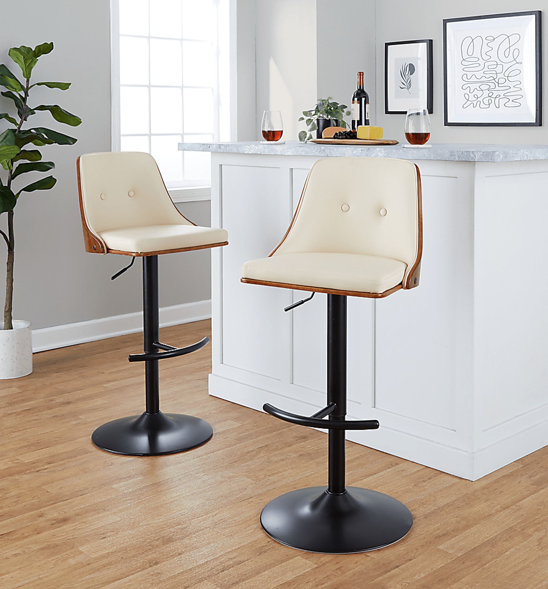 Wyndtop II Cream Adjustable Barstool, Set of 2 - Image 2