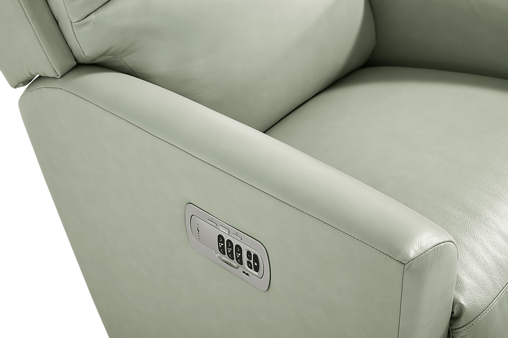 Wynne III Seafoam Leather Dual Power Recliner - Image 3