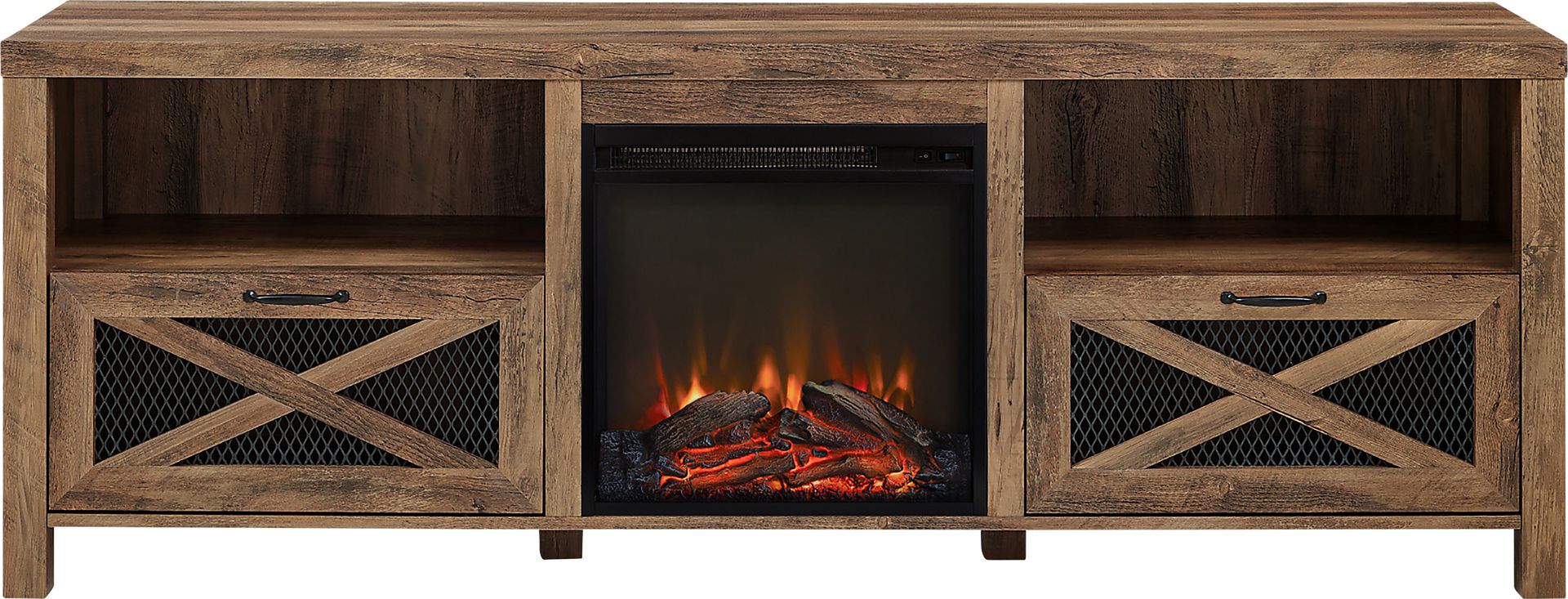 Wynridge Oak 70 in. Console, With Electric Fireplace - Image 5