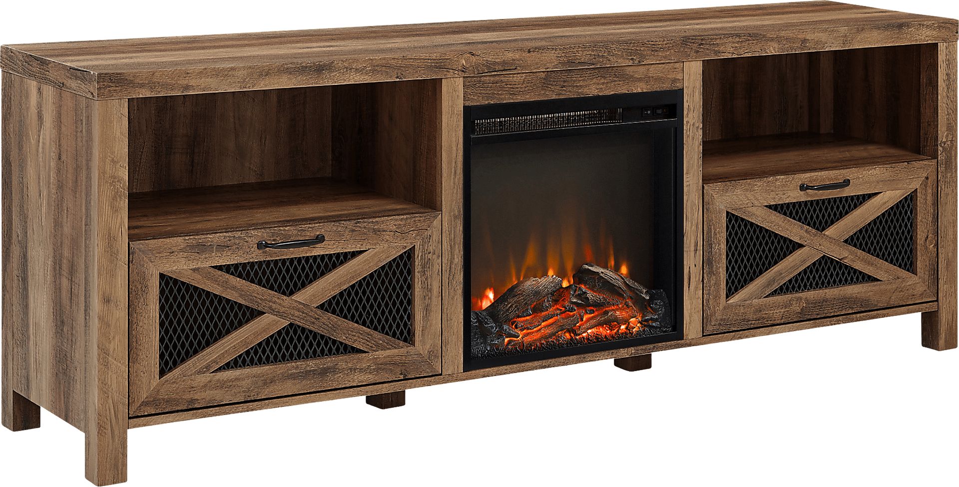 Wynridge Oak 70 in. Console, With Electric Fireplace - Image 1
