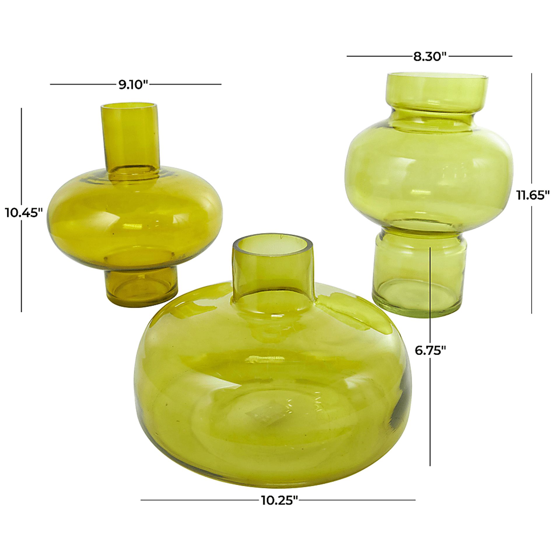 Xaleo Green Vase, Set of 3 - Image 12
