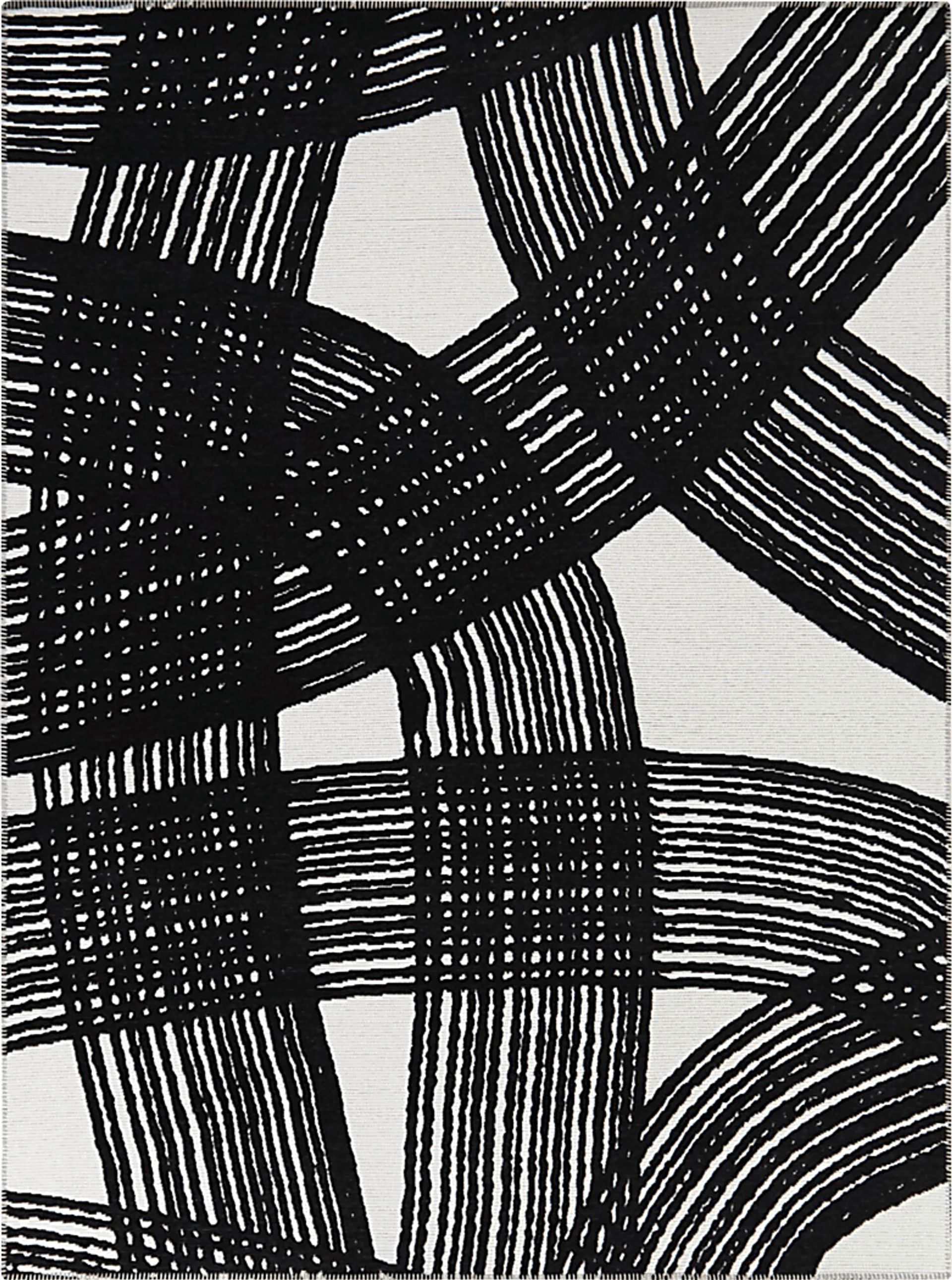 Yanys Black 5'3 x 7' Area Rug - Image 1