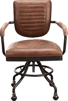 Yately Brown Leather Desk Chair