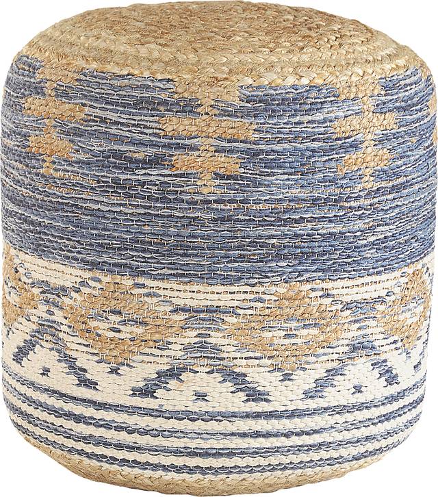 Yecoh Blue/Natural Pouf - Thumbnail - Image 1