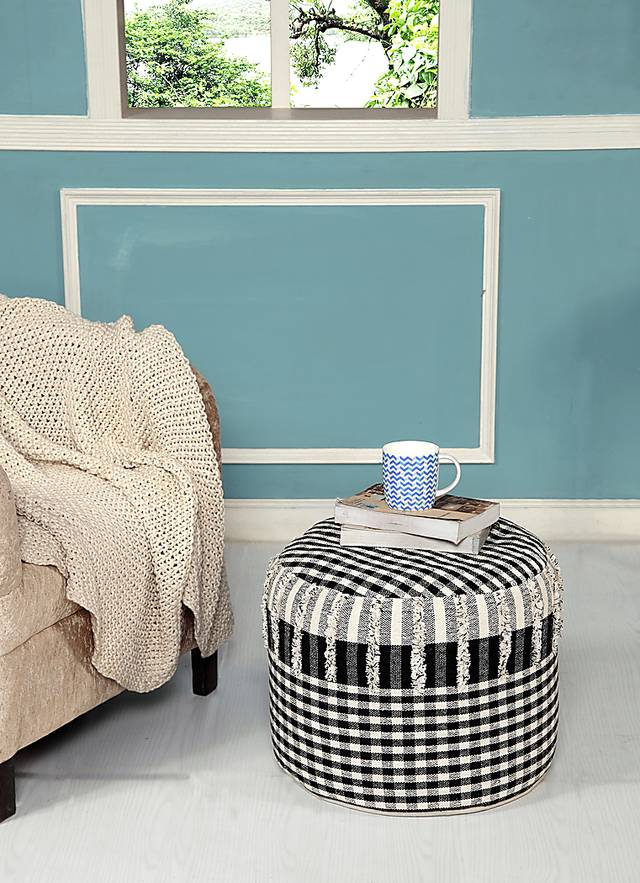 Yecor Black/Natural Pouf - Thumbnail - Image 3