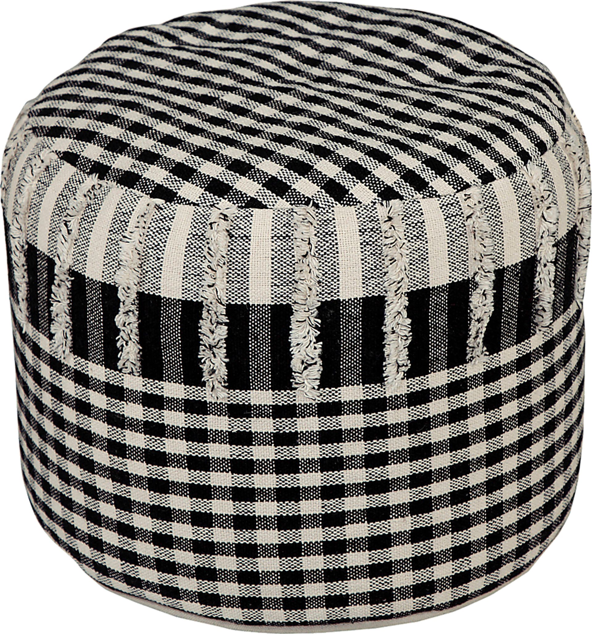Yecor Black/Natural Pouf - Image 1