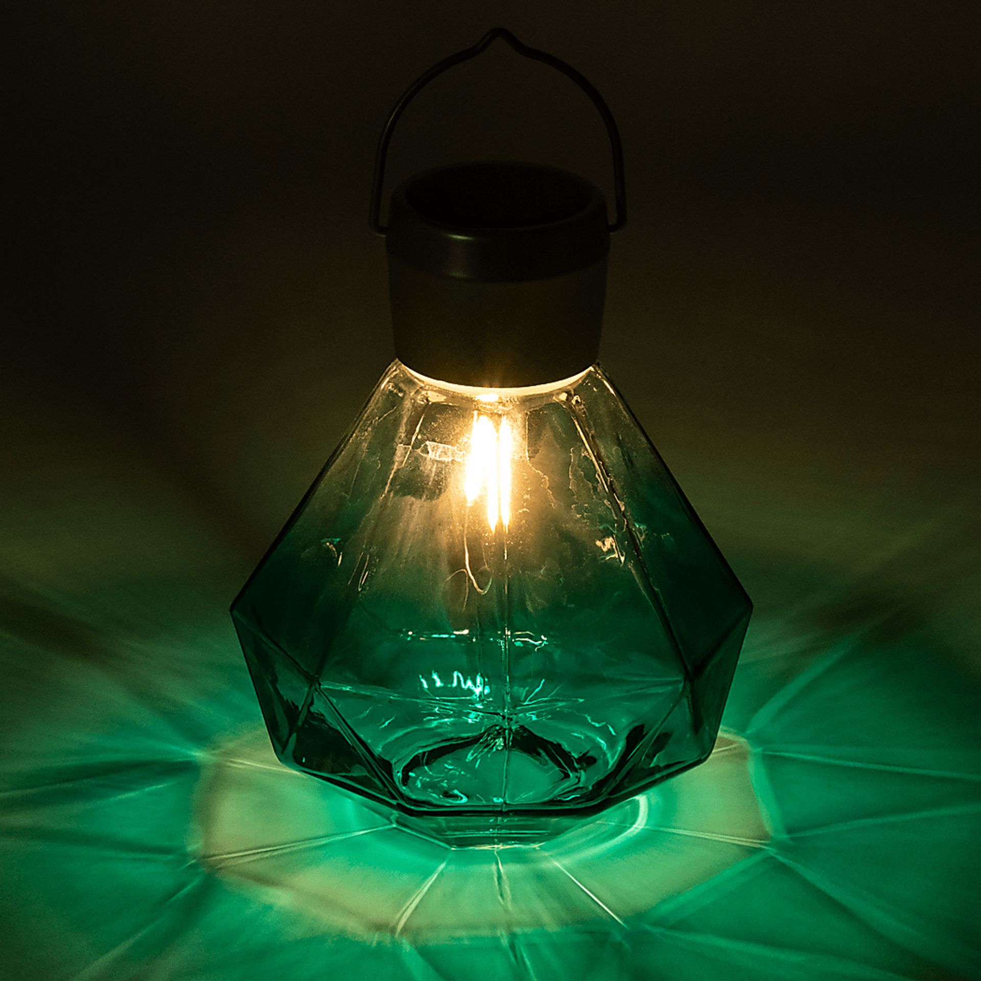 Yeser Cave Outdoor Emerald Solar Lantern - Image 15