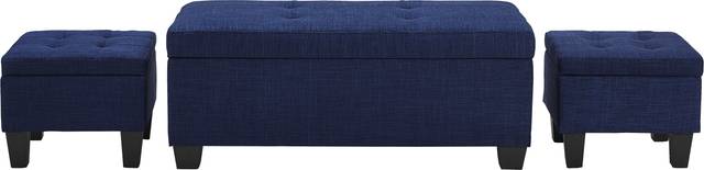 Yoest Blue 3pc Storage Ottoman Set - Thumbnail - Image 1