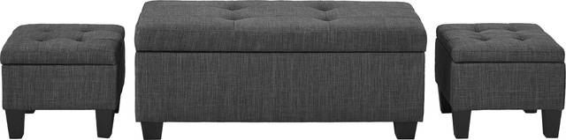 Yoest Charcoal 3pc Storage Ottoman Set - Thumbnail - Image 1