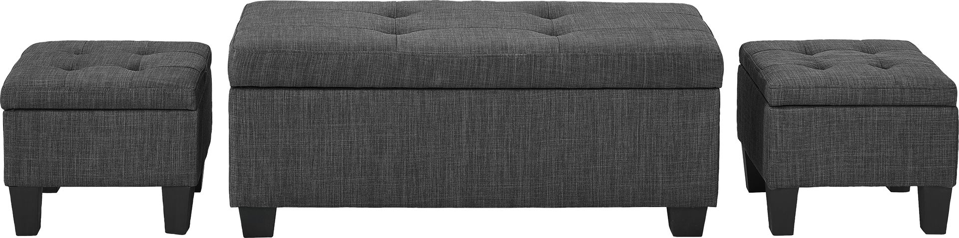 Yoest Charcoal 3pc Storage Ottoman Set - Image 1