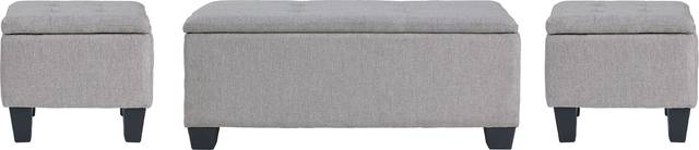 Yoest Gray 3pc Storage Ottoman Set - Thumbnail - Image 1