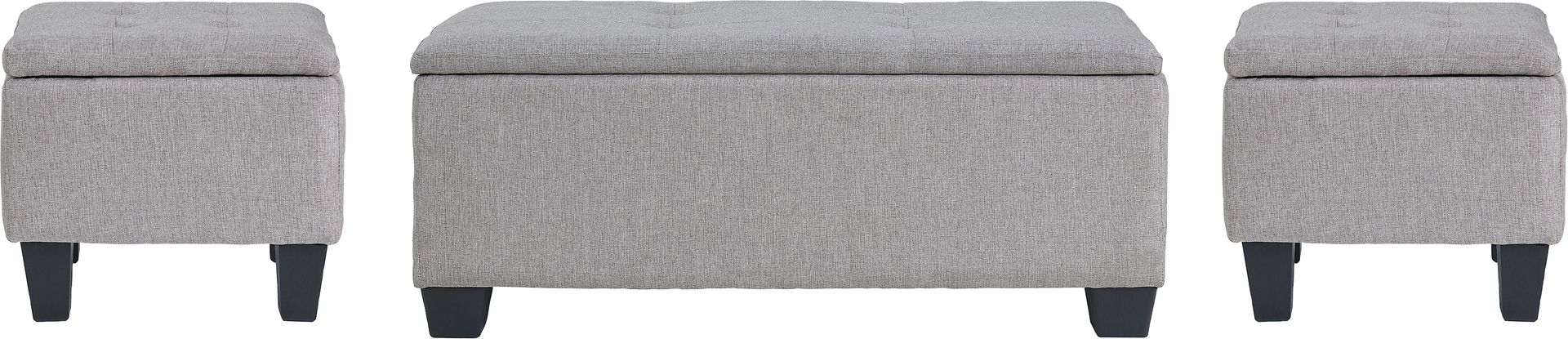Yoest Gray 3pc Storage Ottoman Set - Image 1