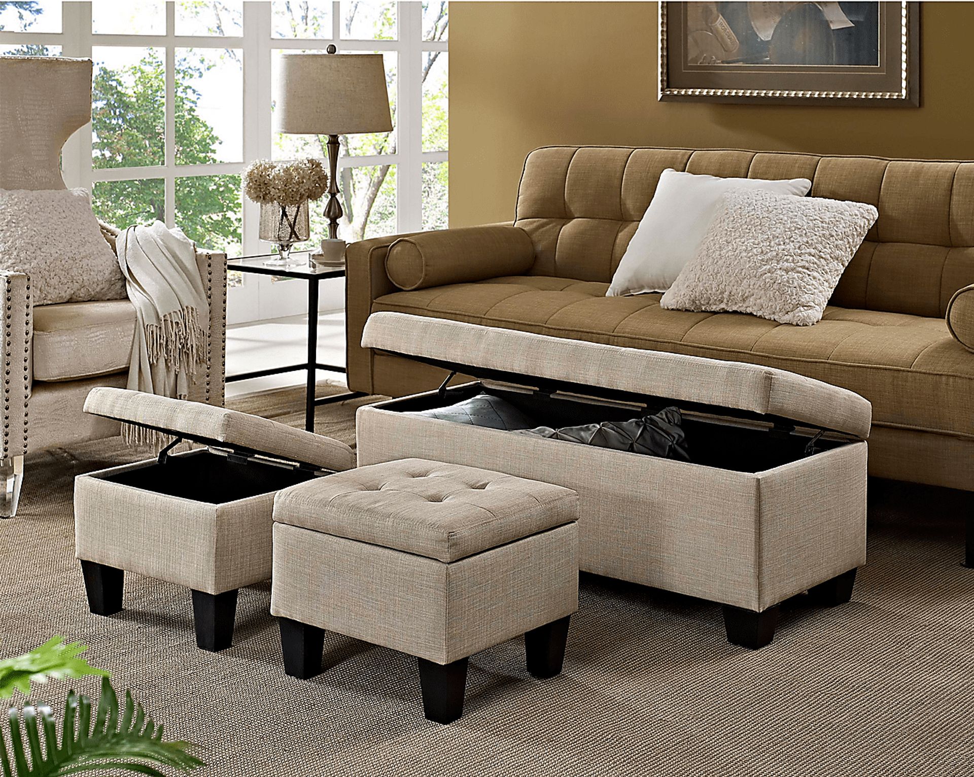 Yoest Natural 3pc Storage Ottoman Set - Image 2