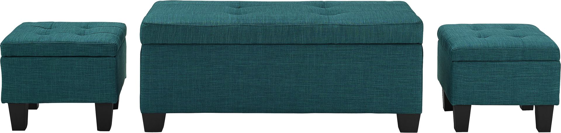 Yoest Teal 3pc Storage Ottoman Set - Image 1