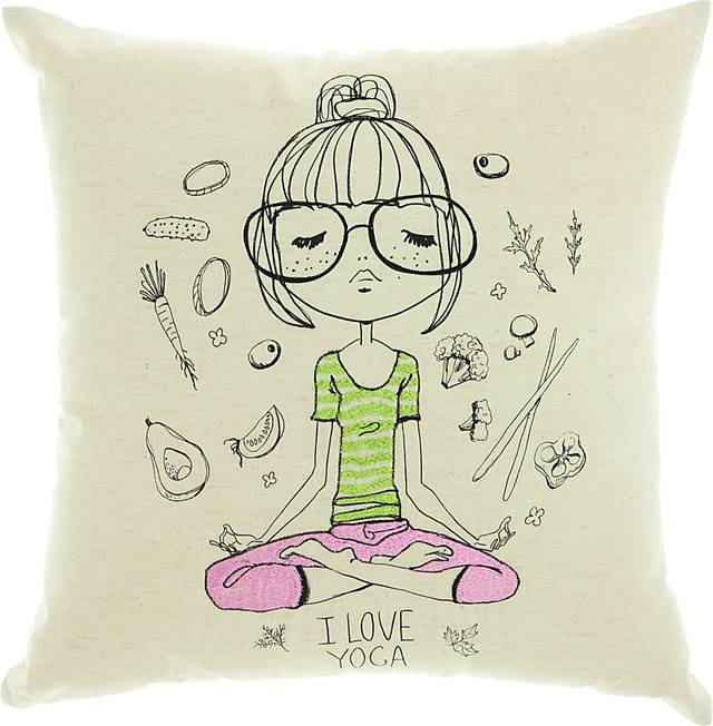 Kids Yoga Visions Beige Accent Pillow - Thumbnail - Image 1