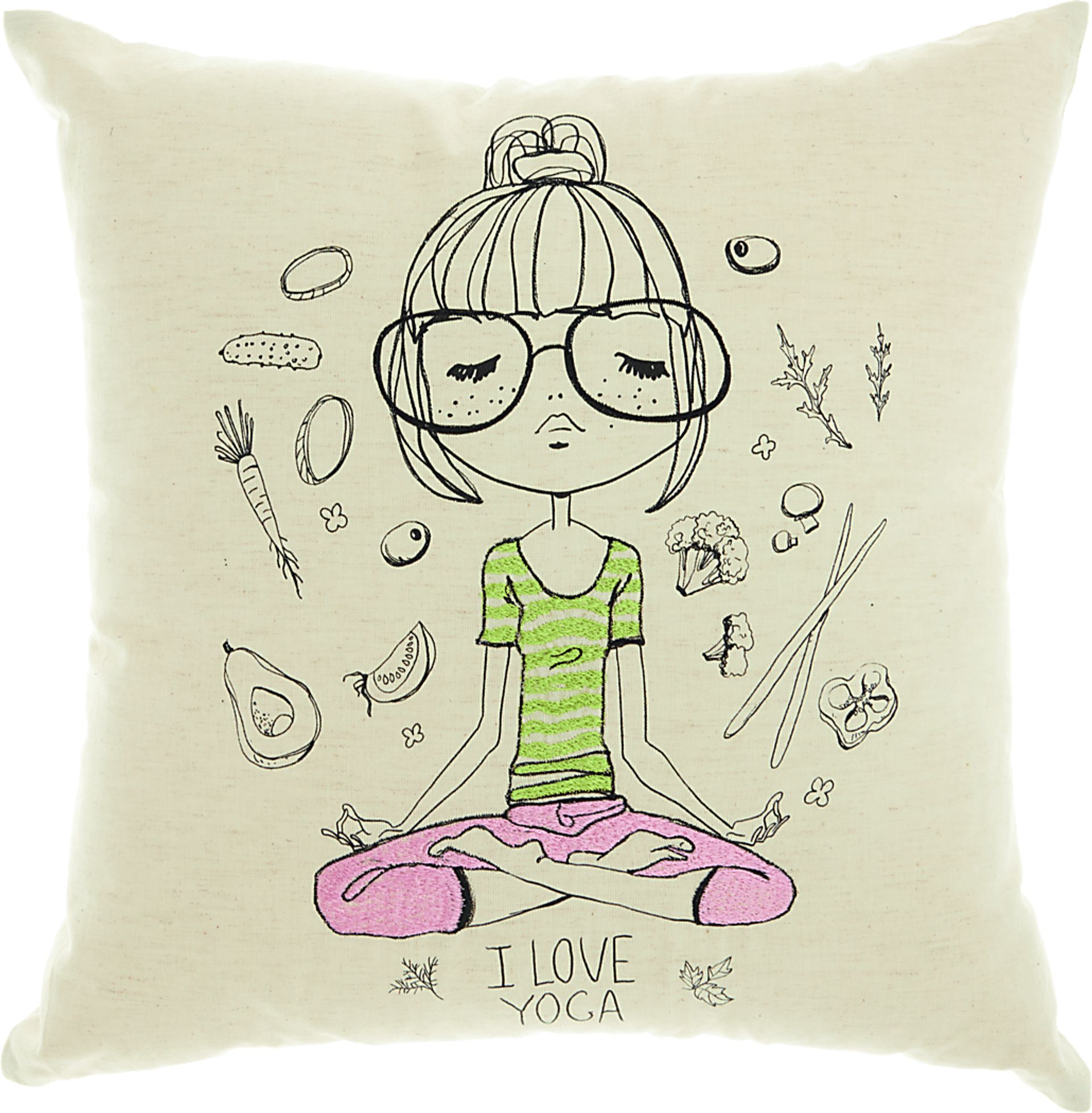 Kids Yoga Visions Beige Accent Pillow - Image 1