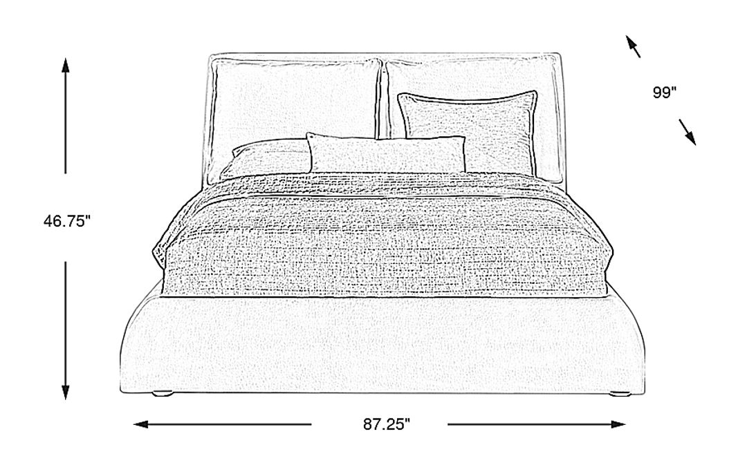 York Mills Gray 3 Pc King Upholstered Bed