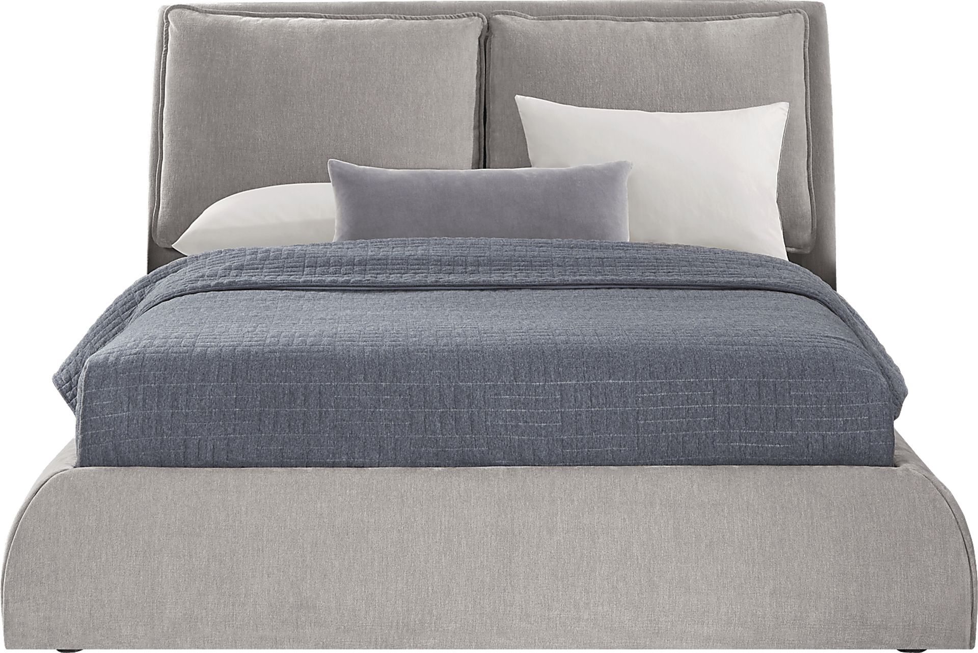 York Mills Gray 3 Pc King Upholstered Bed - Image 1