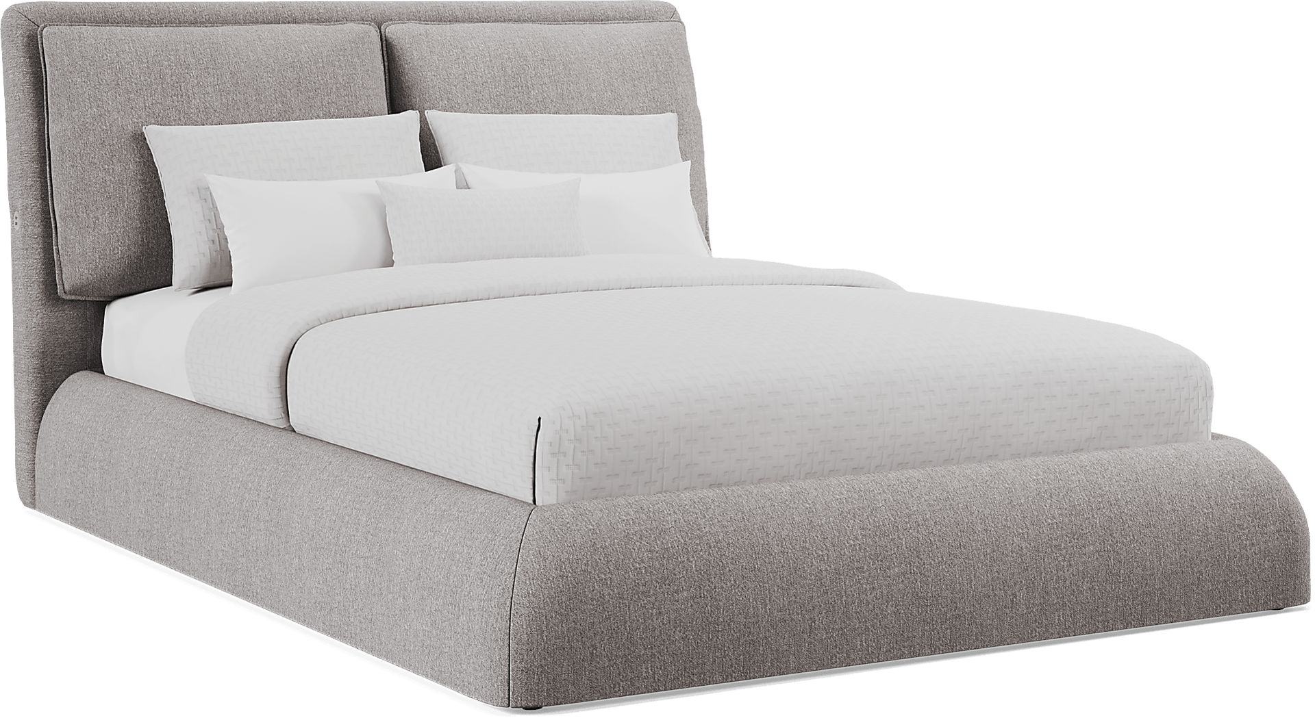 York Mills Gray 3 Pc Queen Upholstered Bed - Image 1