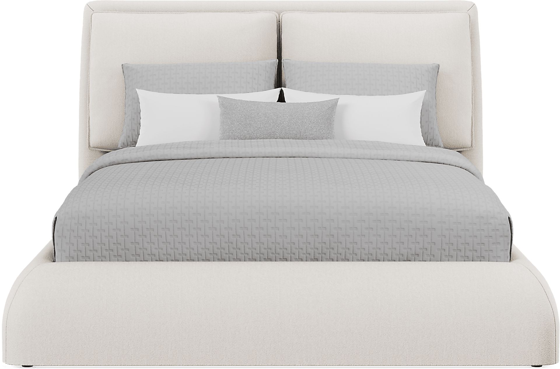 York Mills White 3 Pc Queen Upholstered Bed - Image 3